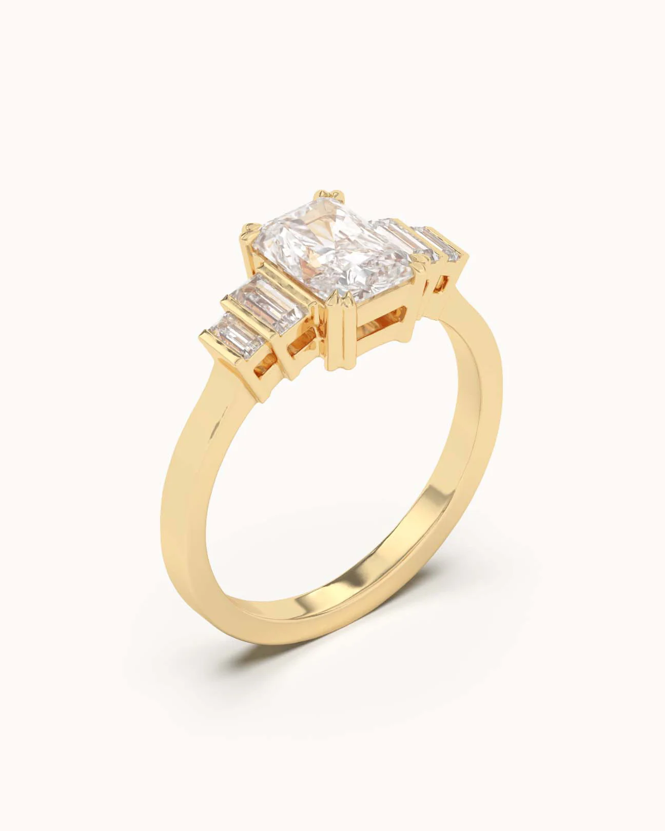 Lab Grown Diamond Geometric Five Stone Ring - Image 3