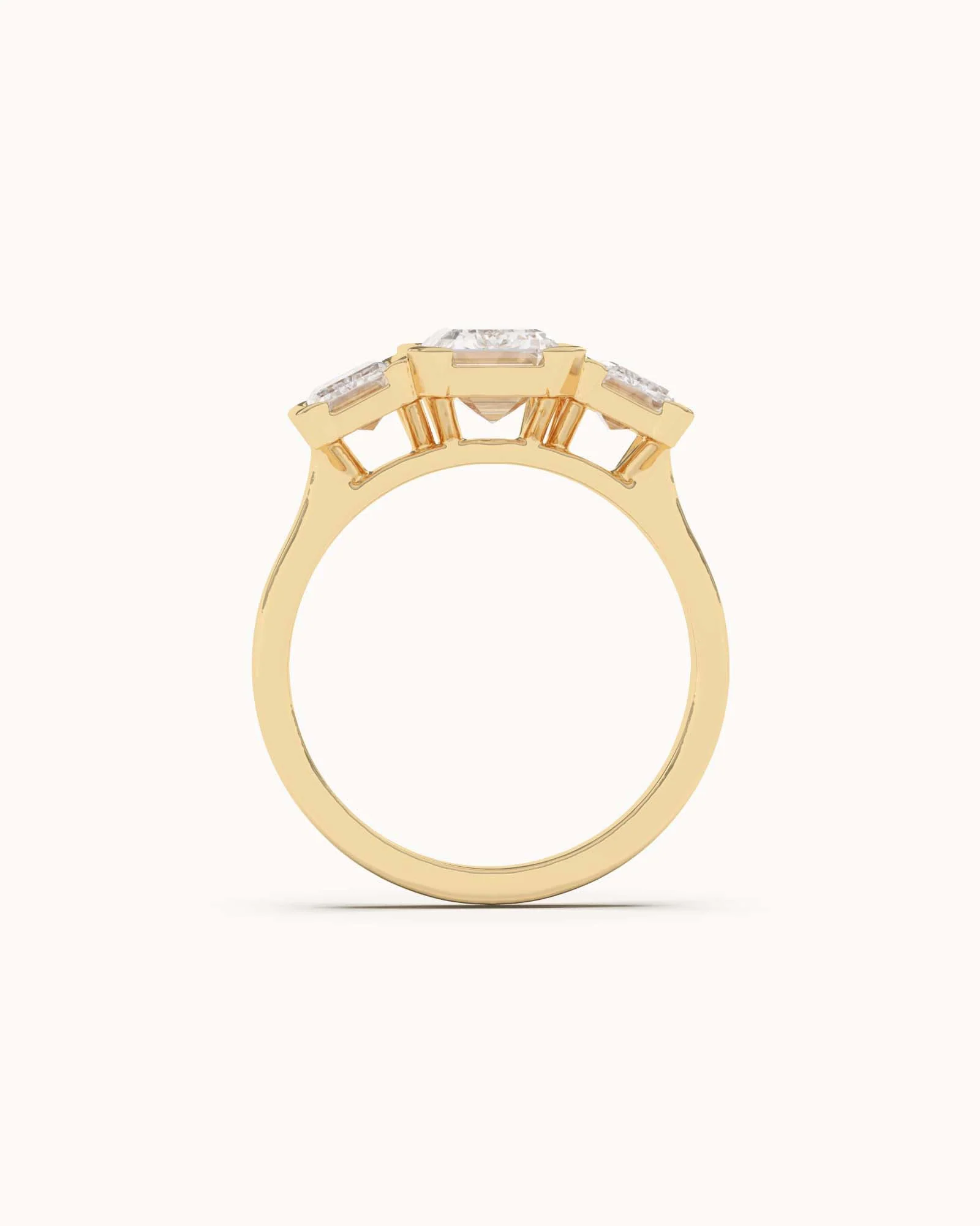 Emerald Cut Lab Grown Diamond Trilogy Ring - Image 2