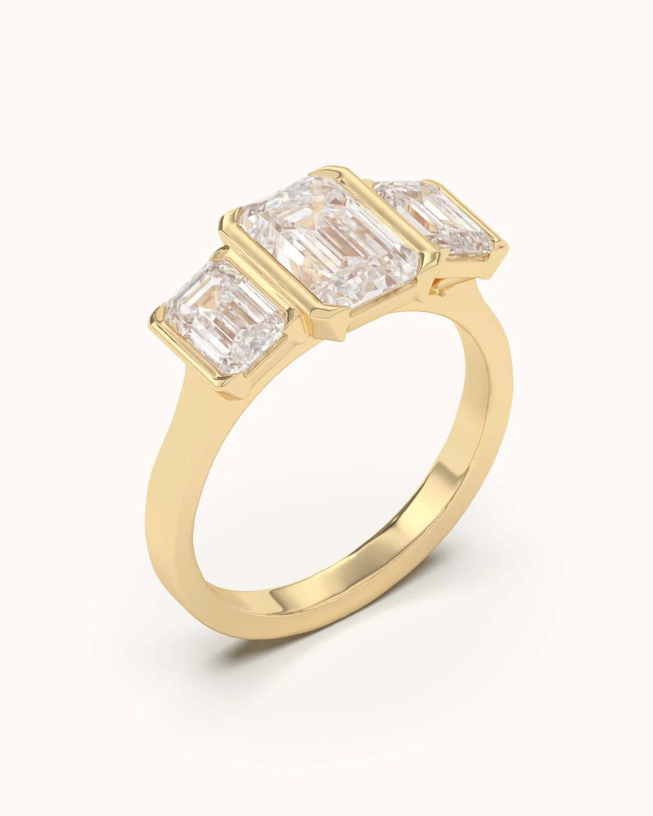 Emerald Cut Lab Grown Diamond Trilogy Ring - Image 3