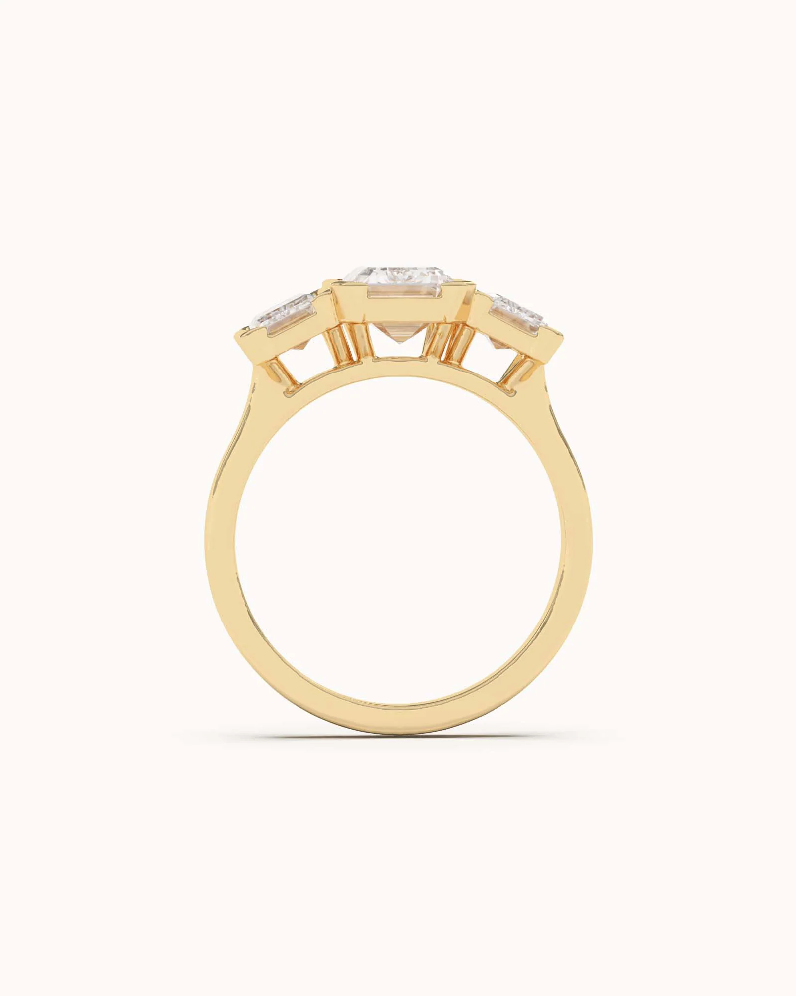 Emerald Cut Lab Grown Diamond Trilogy Ring - Image 4