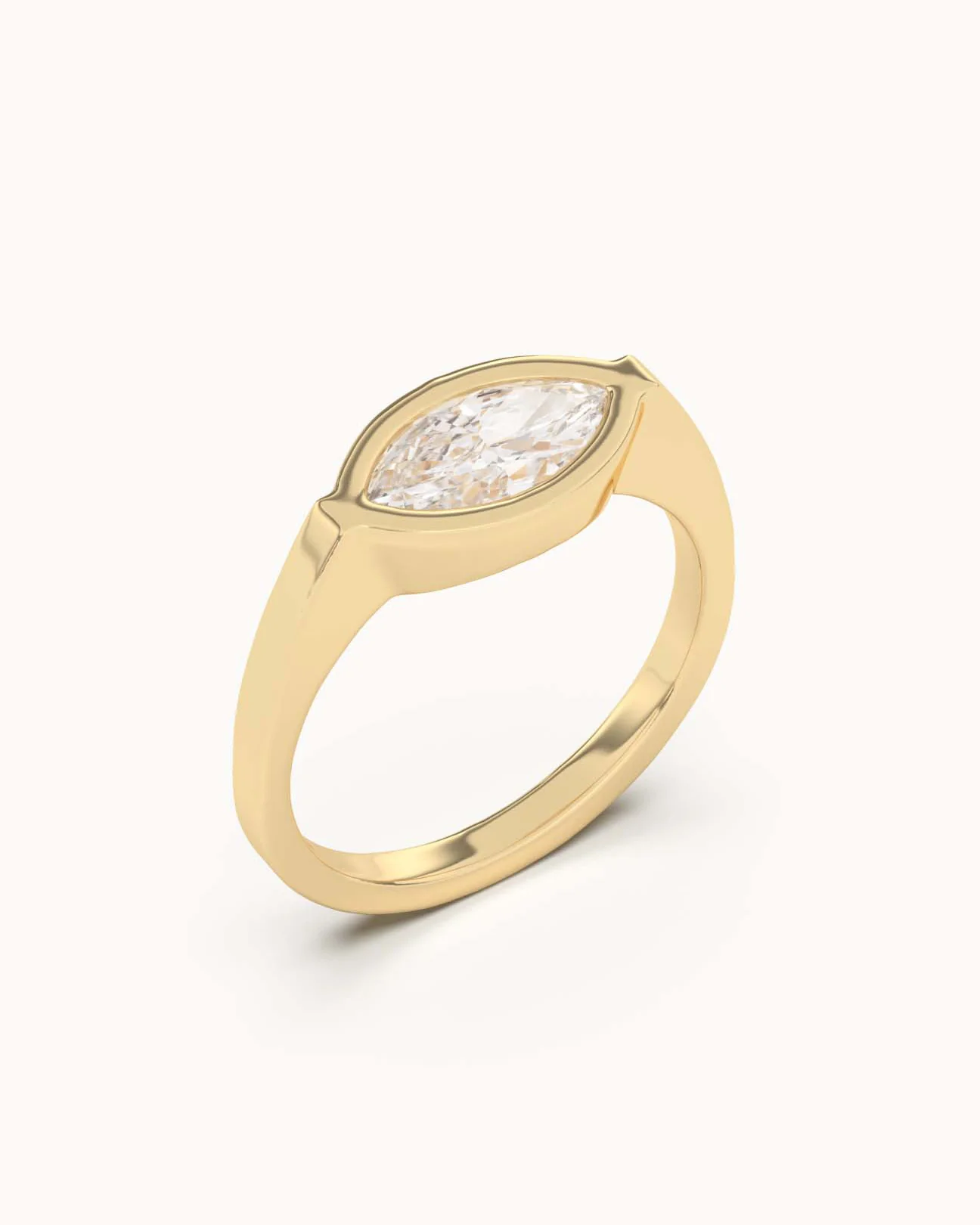 Marquise Cut Lab Grown Diamond Signet Ring - Image 3