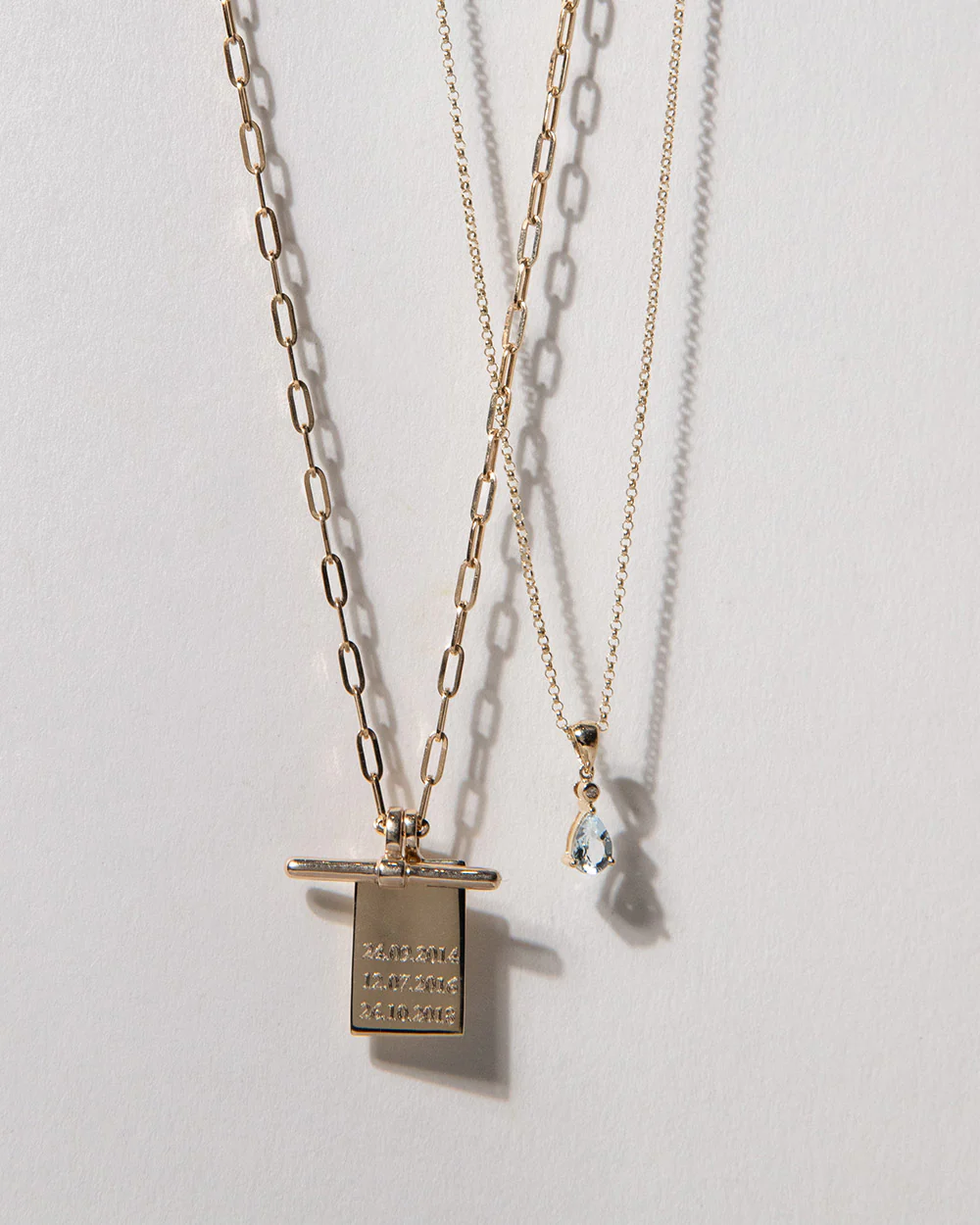 Aquamarine and Diamond Pear Pendant Necklace - Image 3