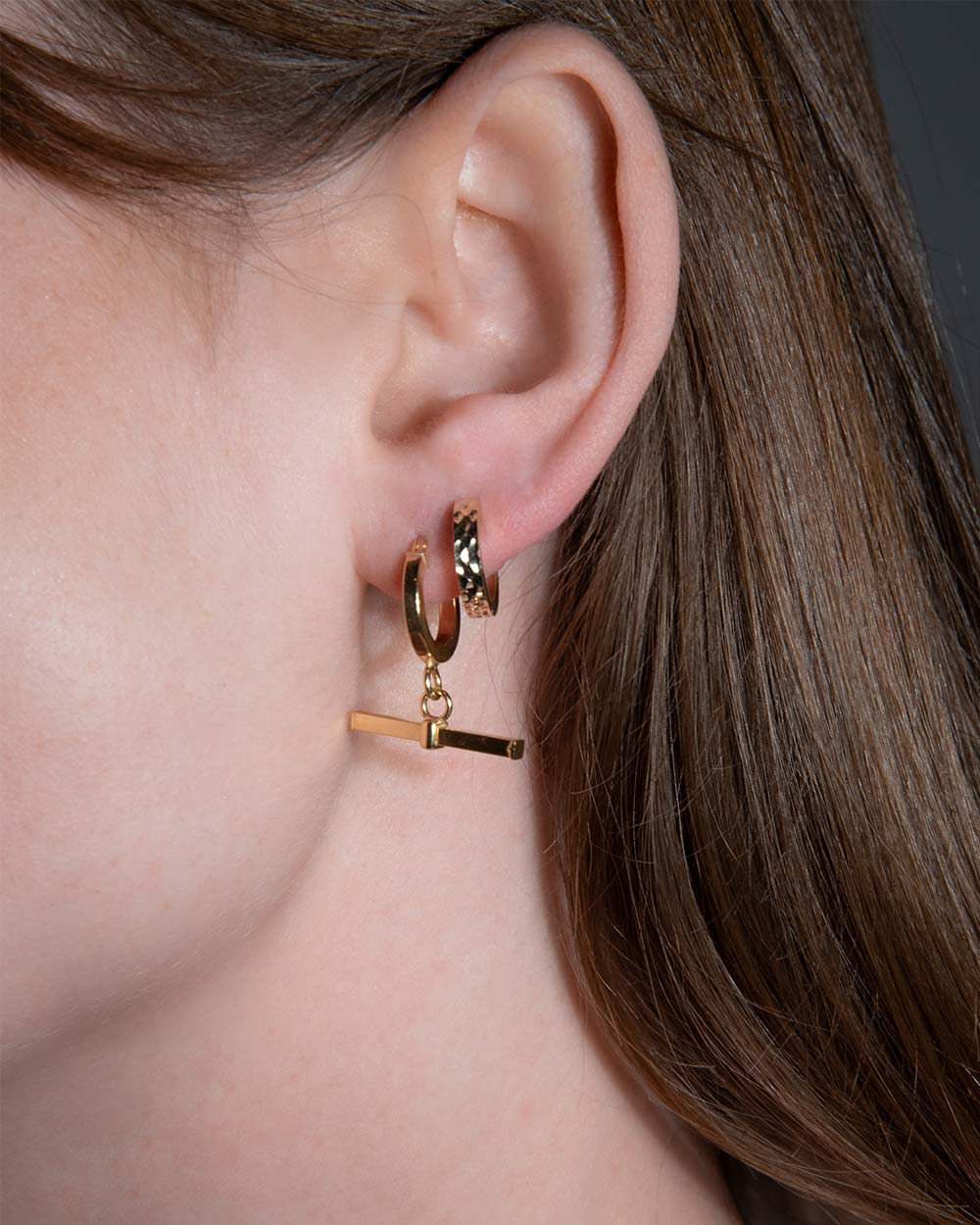 T-Bar Charm Hoop Earrings - Image 2