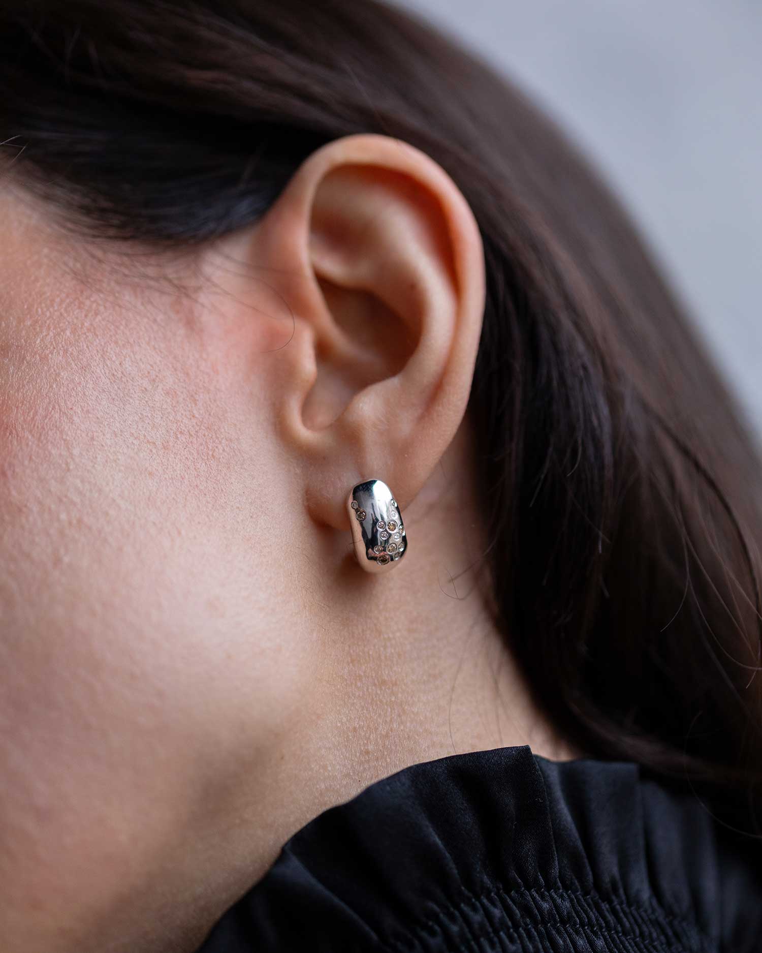 Celestial Diamond Huggie Hoop Earrings - Image 2