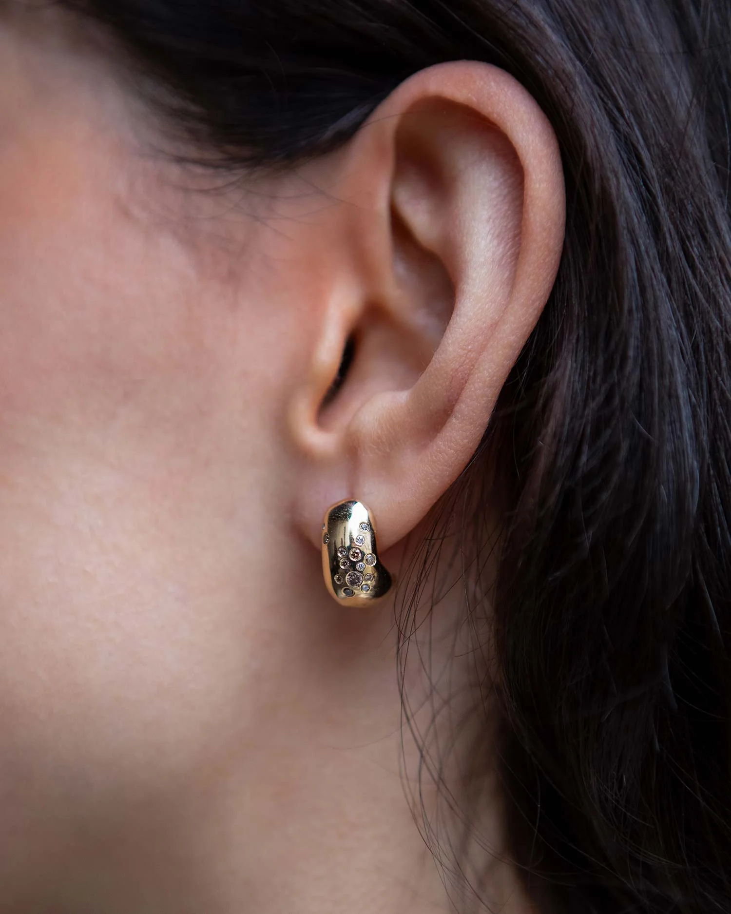 Celestial Diamond Huggie Hoop Earrings - Image 2