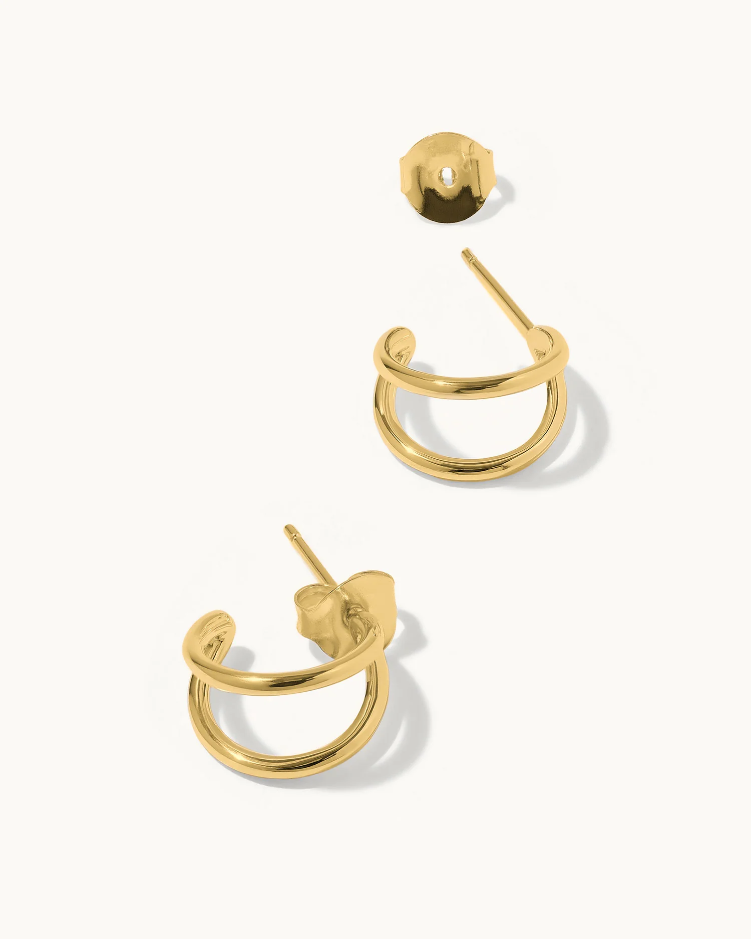 Double Huggie Hoop Earrings - Image 3
