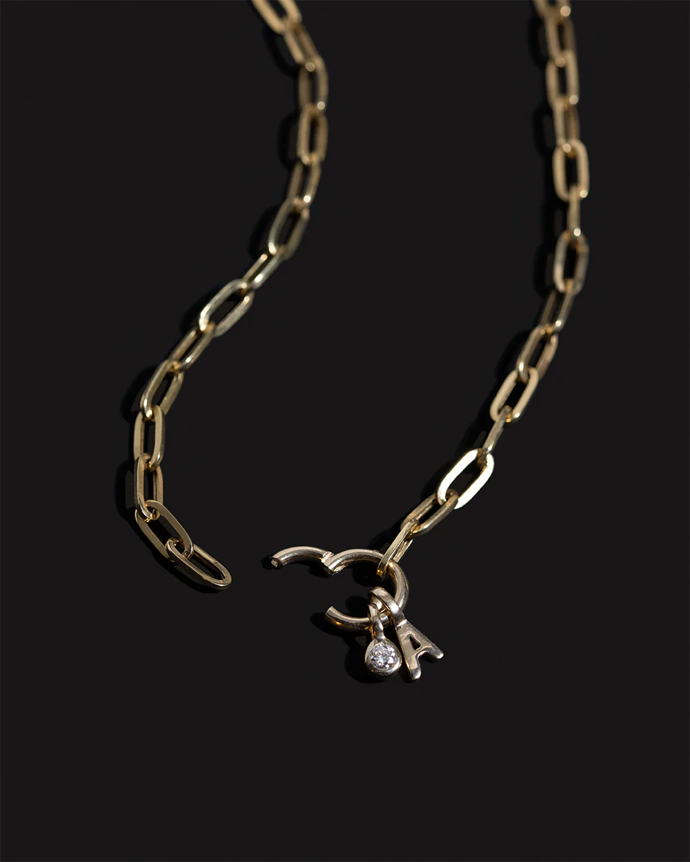 Paper Chain Initial Diamond Charm Necklace - Image 3