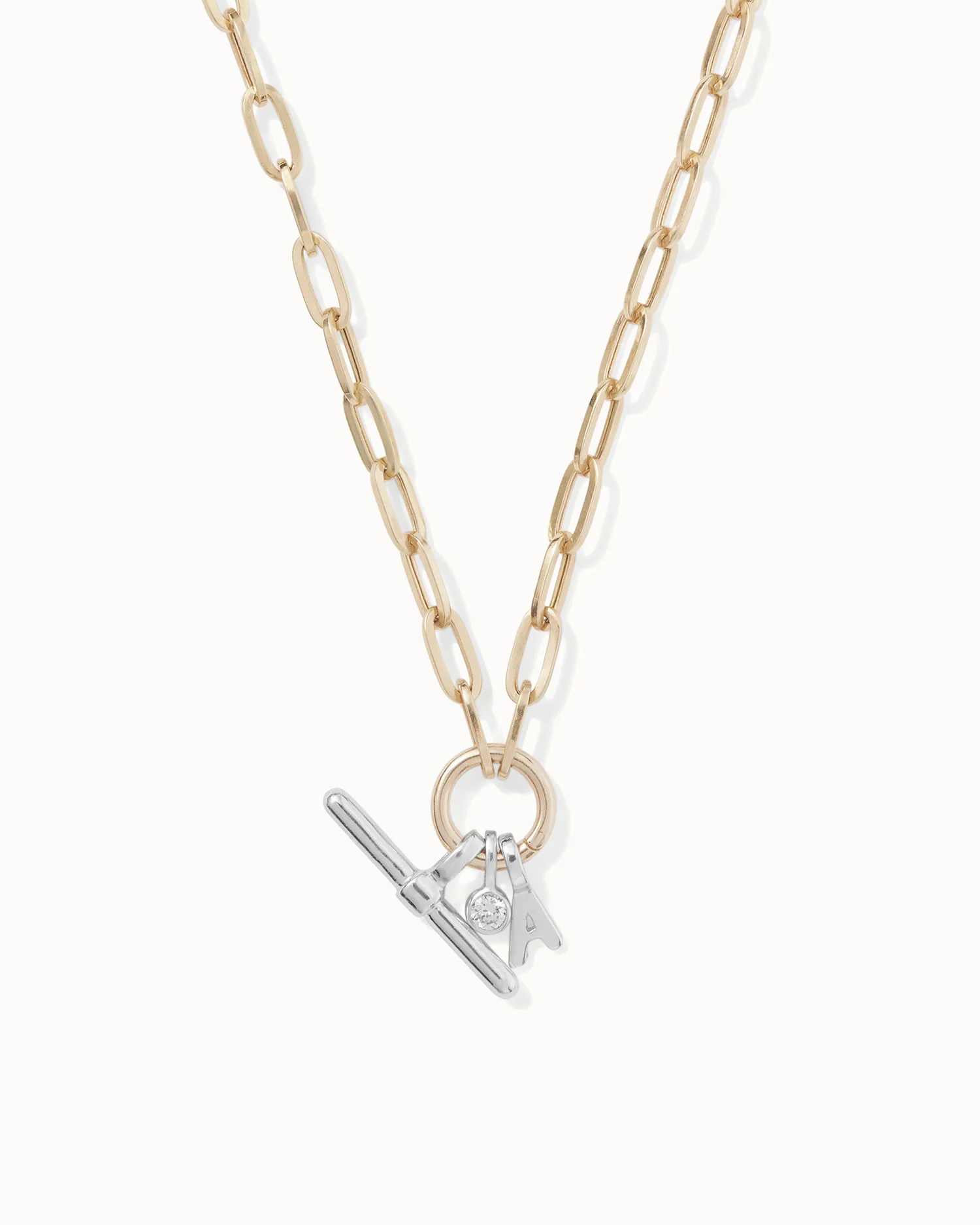 Paper Chain Trio Charm Necklace