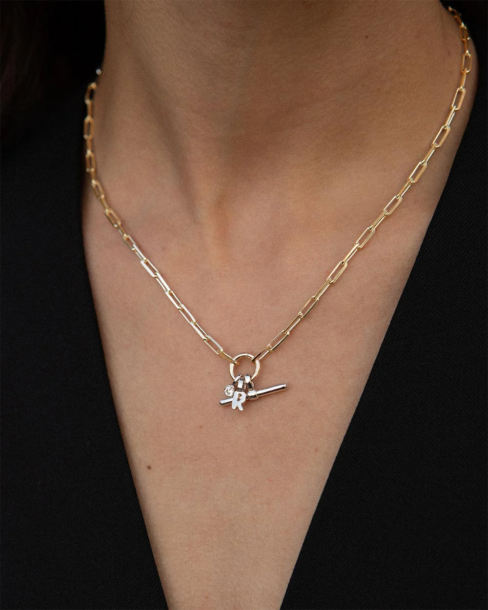 Paper Chain Trio Charm Necklace - Image 2