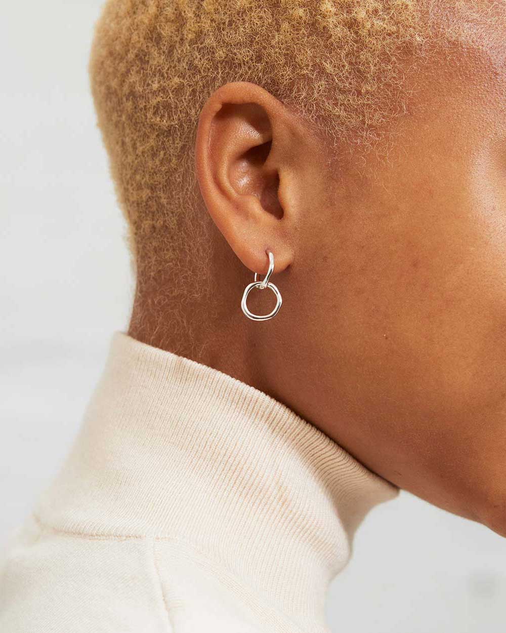 Interlinked Huggie Hoop Earrings - Image 2