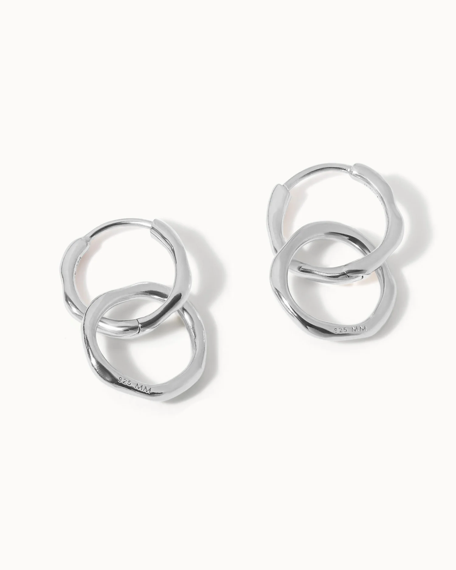 Interlinked Huggie Hoop Earrings - Image 3