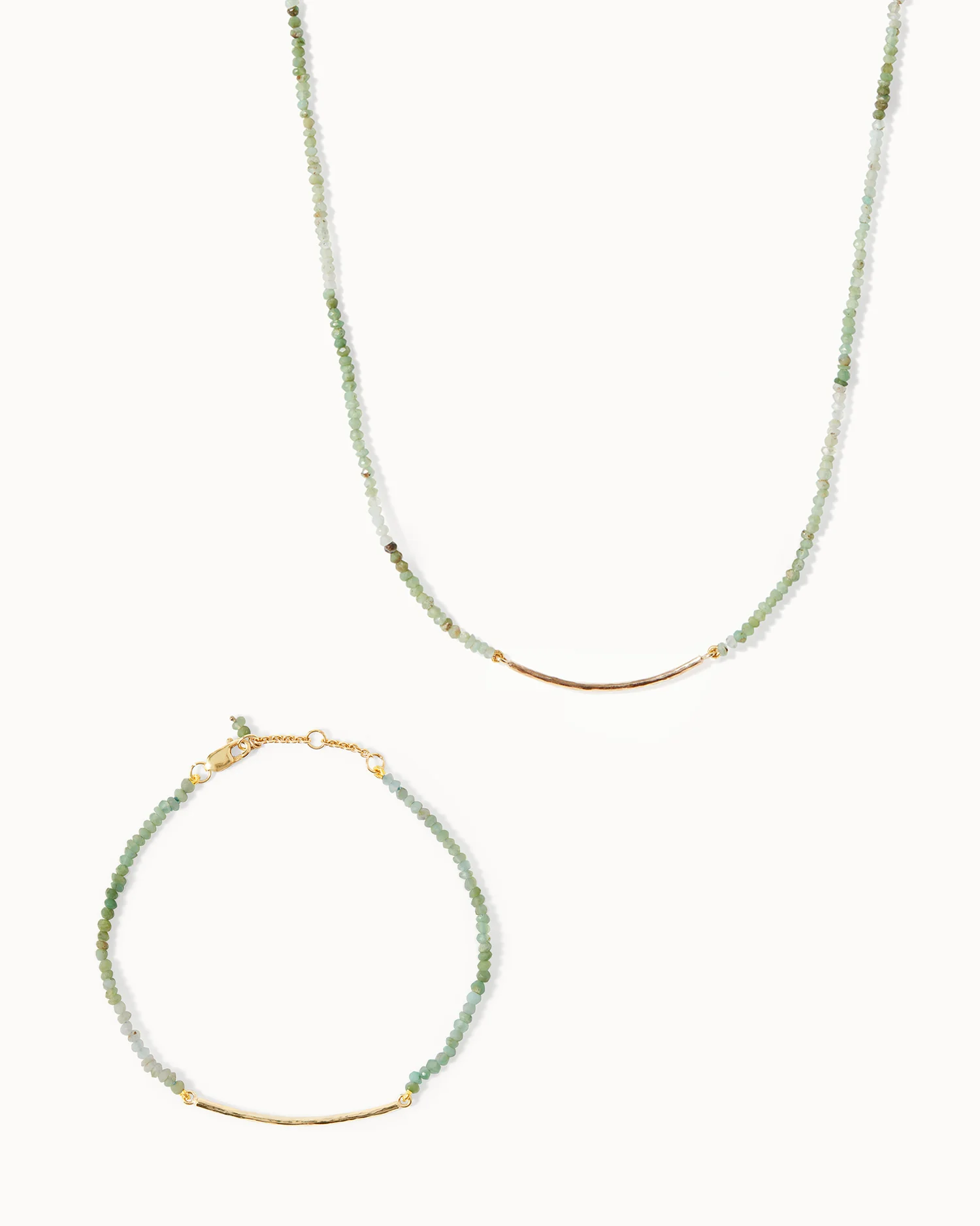 Milos Chrysoprase Beaded Bar Necklace and Bracelet Set