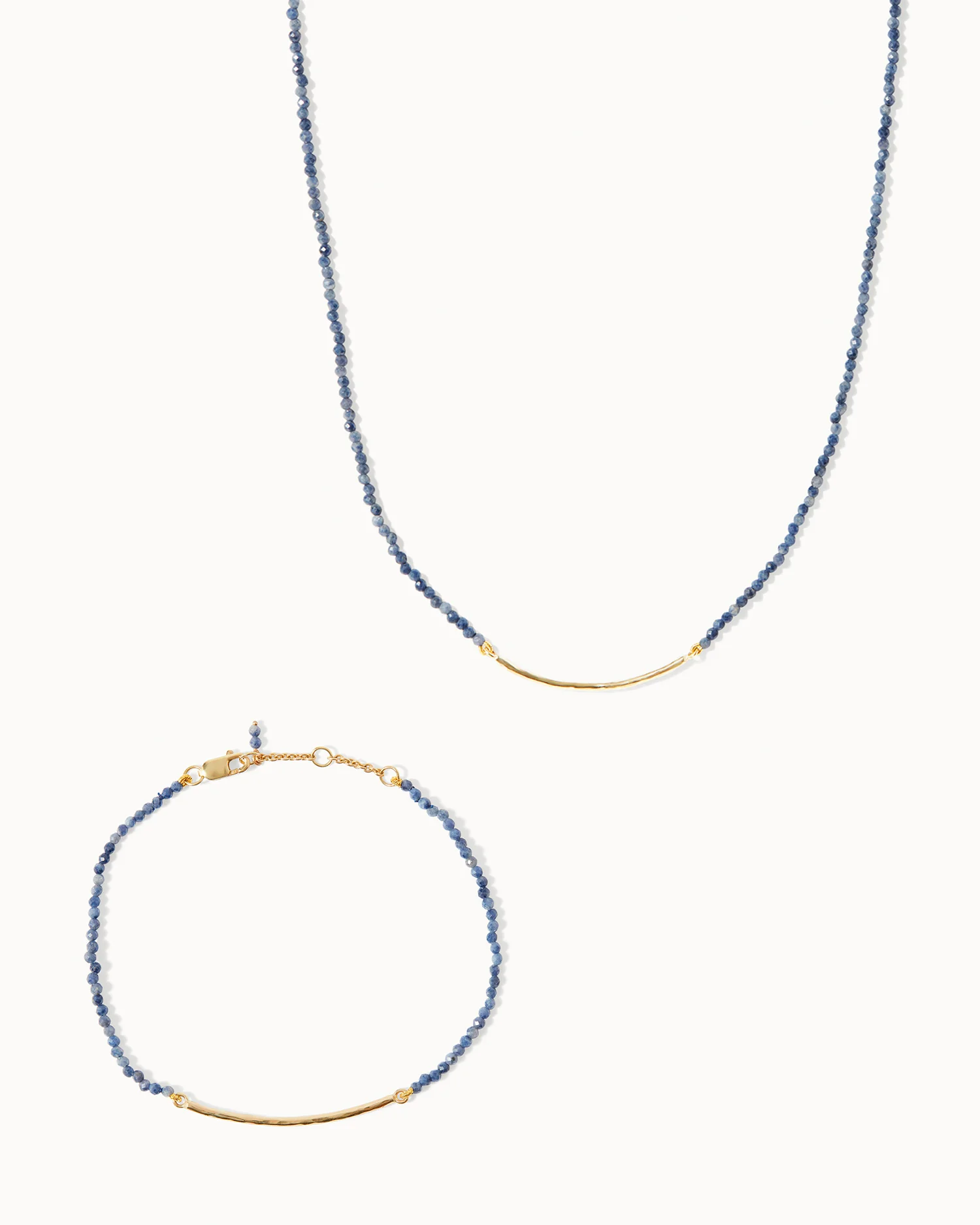 Milos Sapphire Beaded Bar Necklace and Bracelet Set