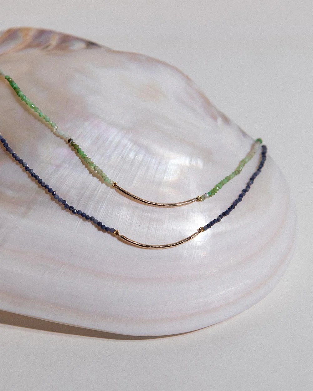 Milos Chrysoprase Beaded Bar Necklace - Image 5