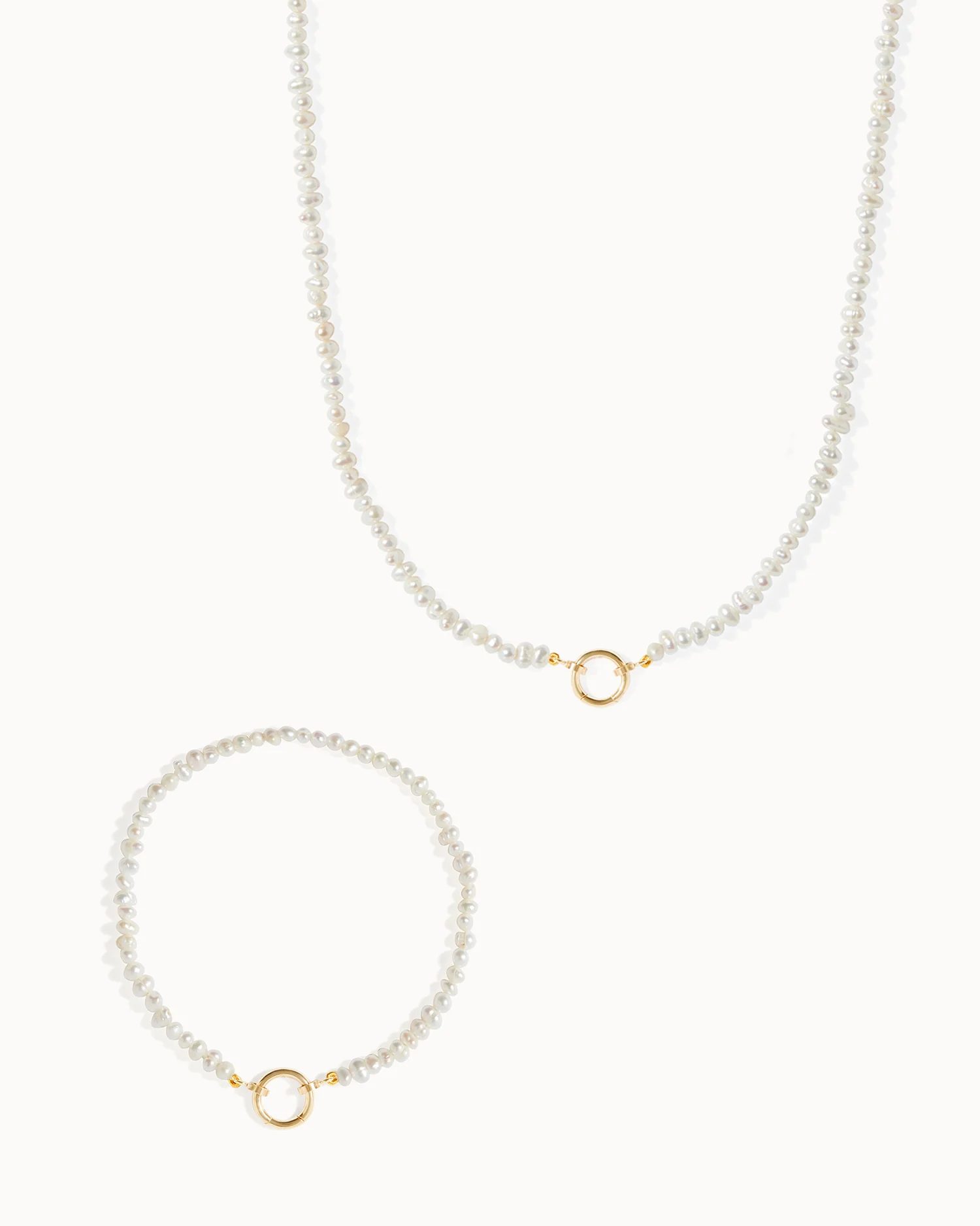 Milos Pearl Beaded Charm Necklace and Bracelet Set