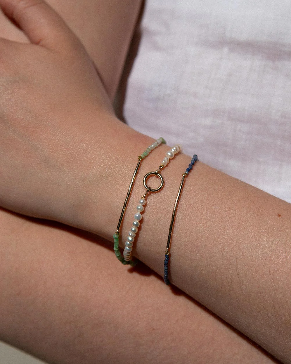 Milos Sapphire Beaded Bar Bracelet - Image 2