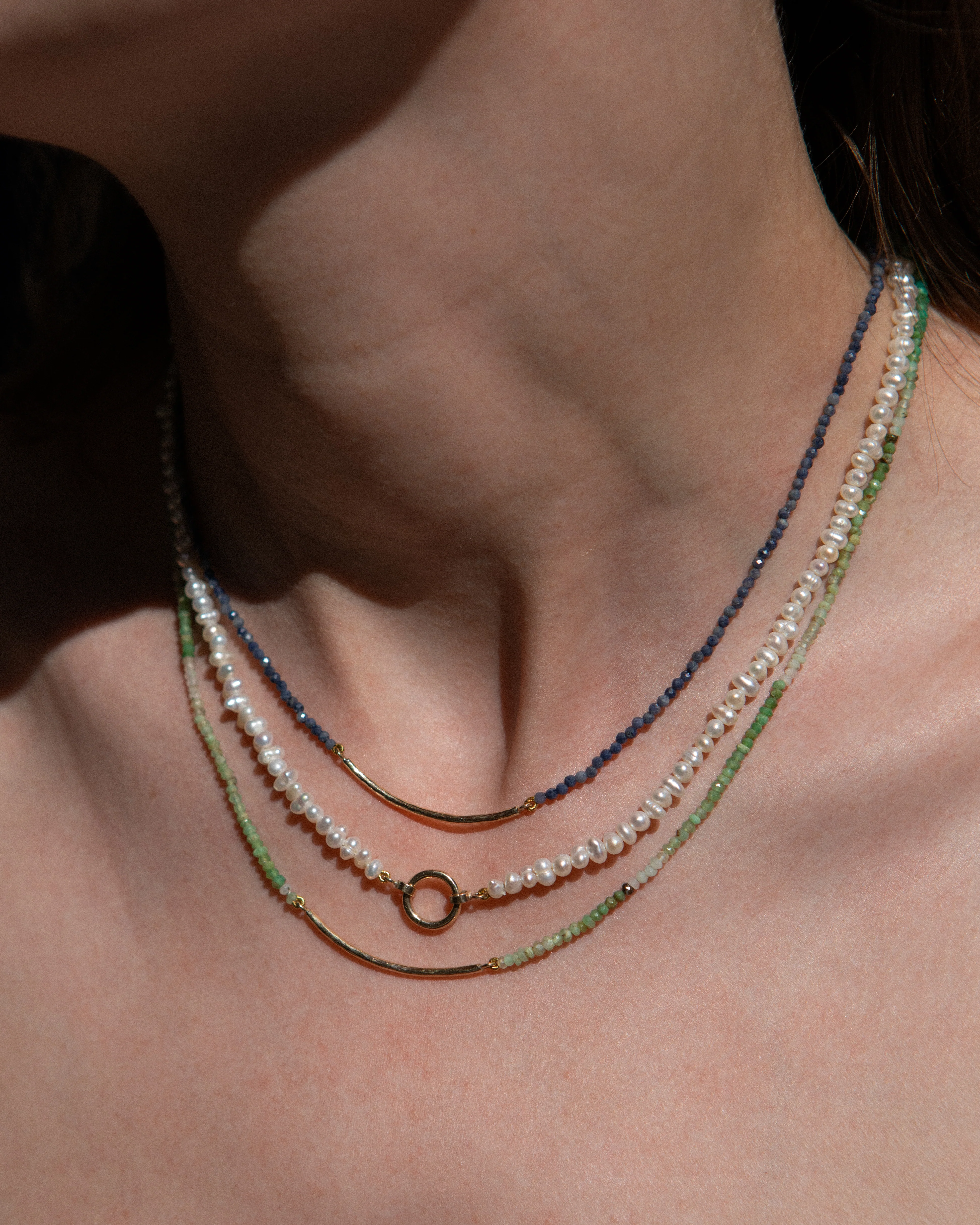 Milos Sapphire Beaded Bar Necklace - Image 2