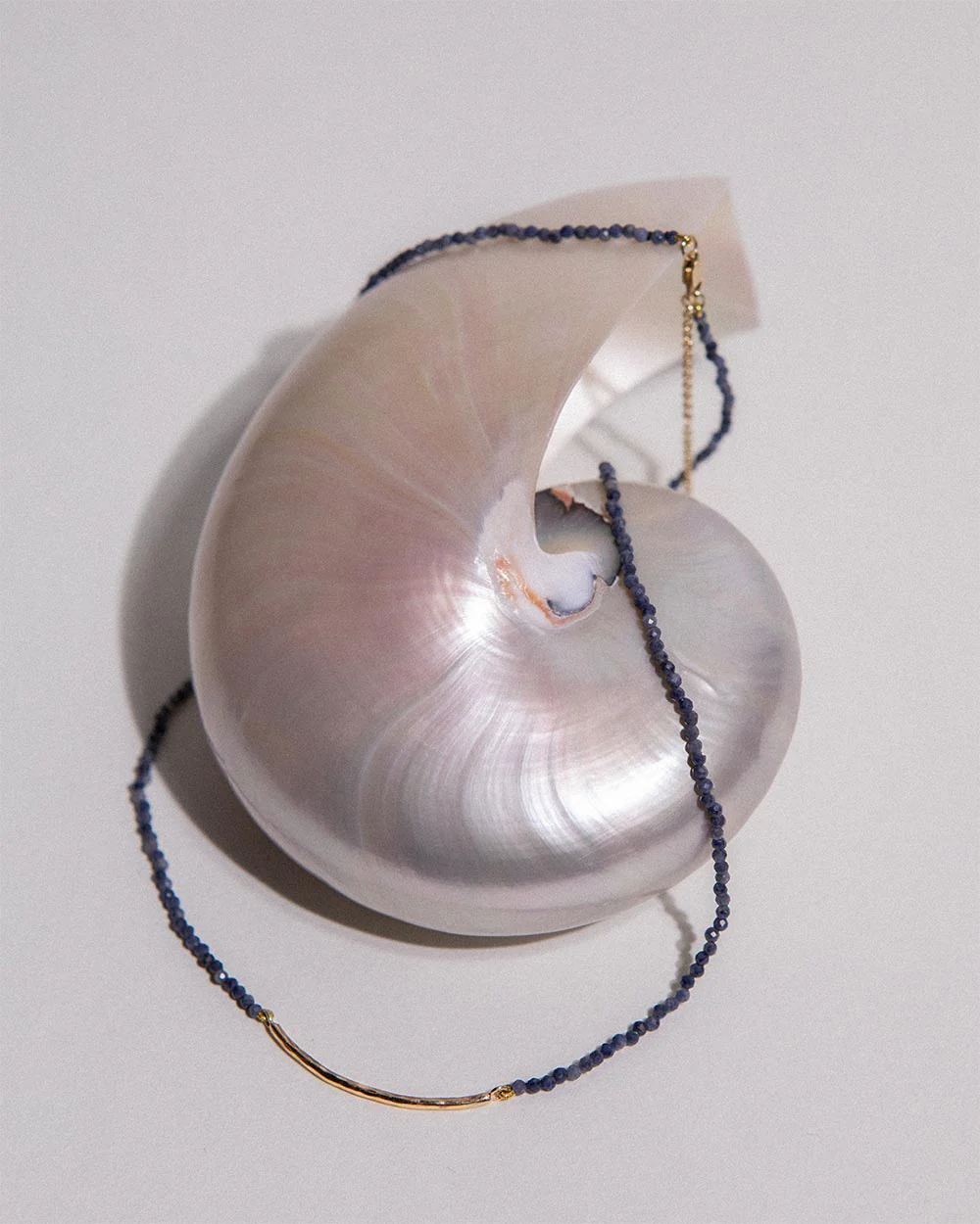 Milos Sapphire Beaded Bar Necklace - Image 4