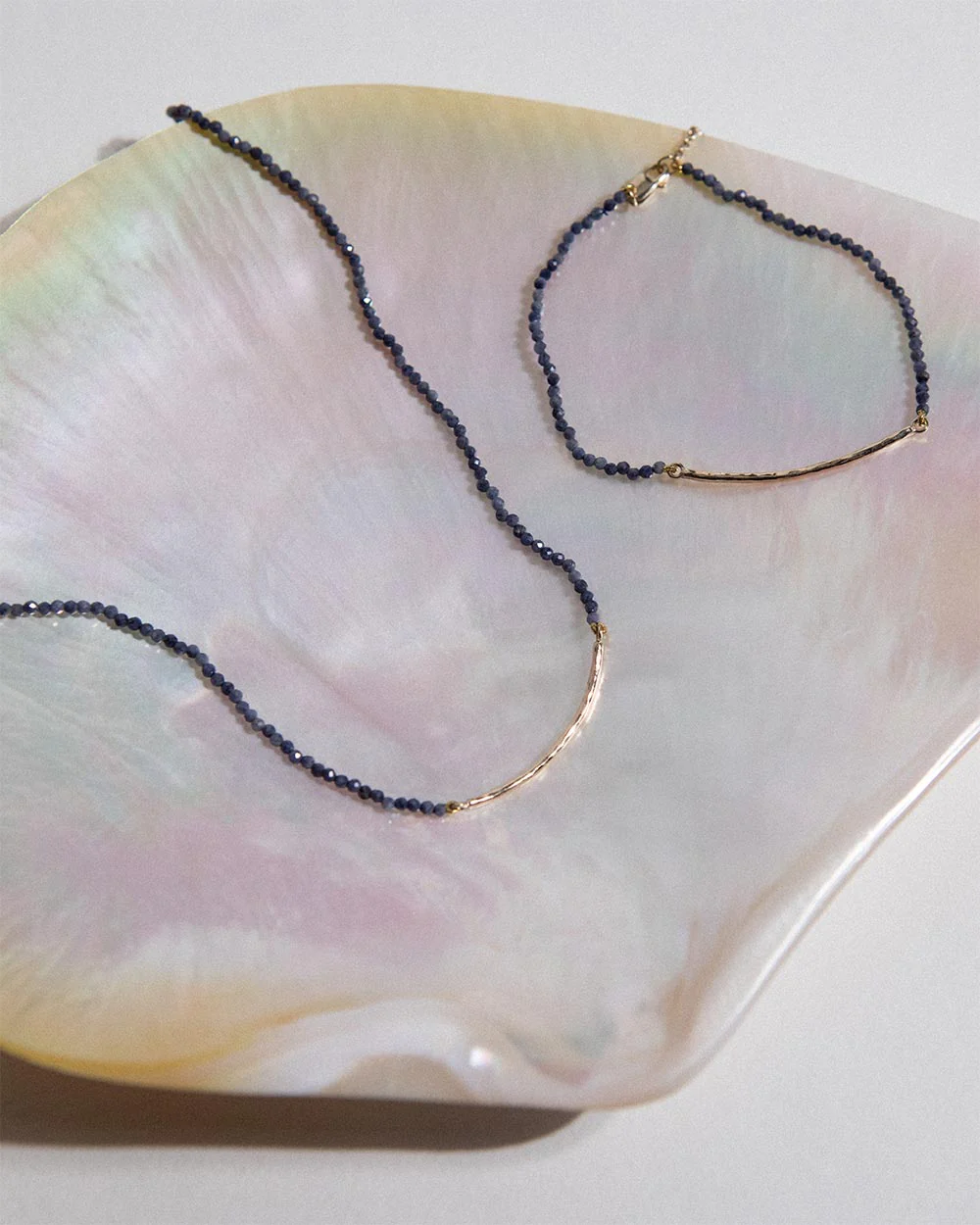 Milos Sapphire Beaded Bar Necklace - Image 5