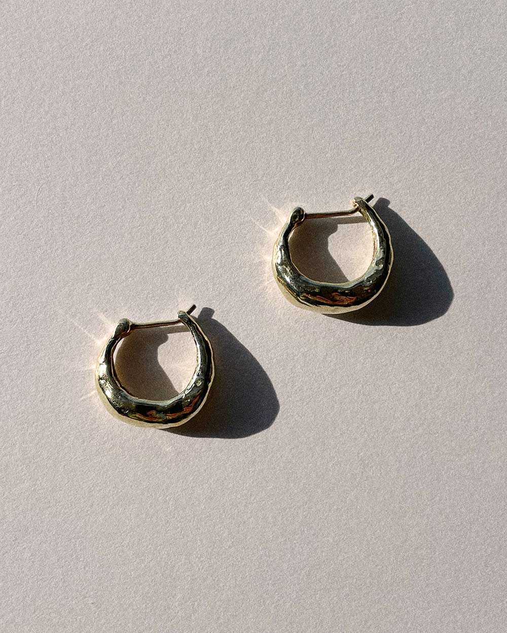 Solid Gold Molten Hoop Earrings - Image 3