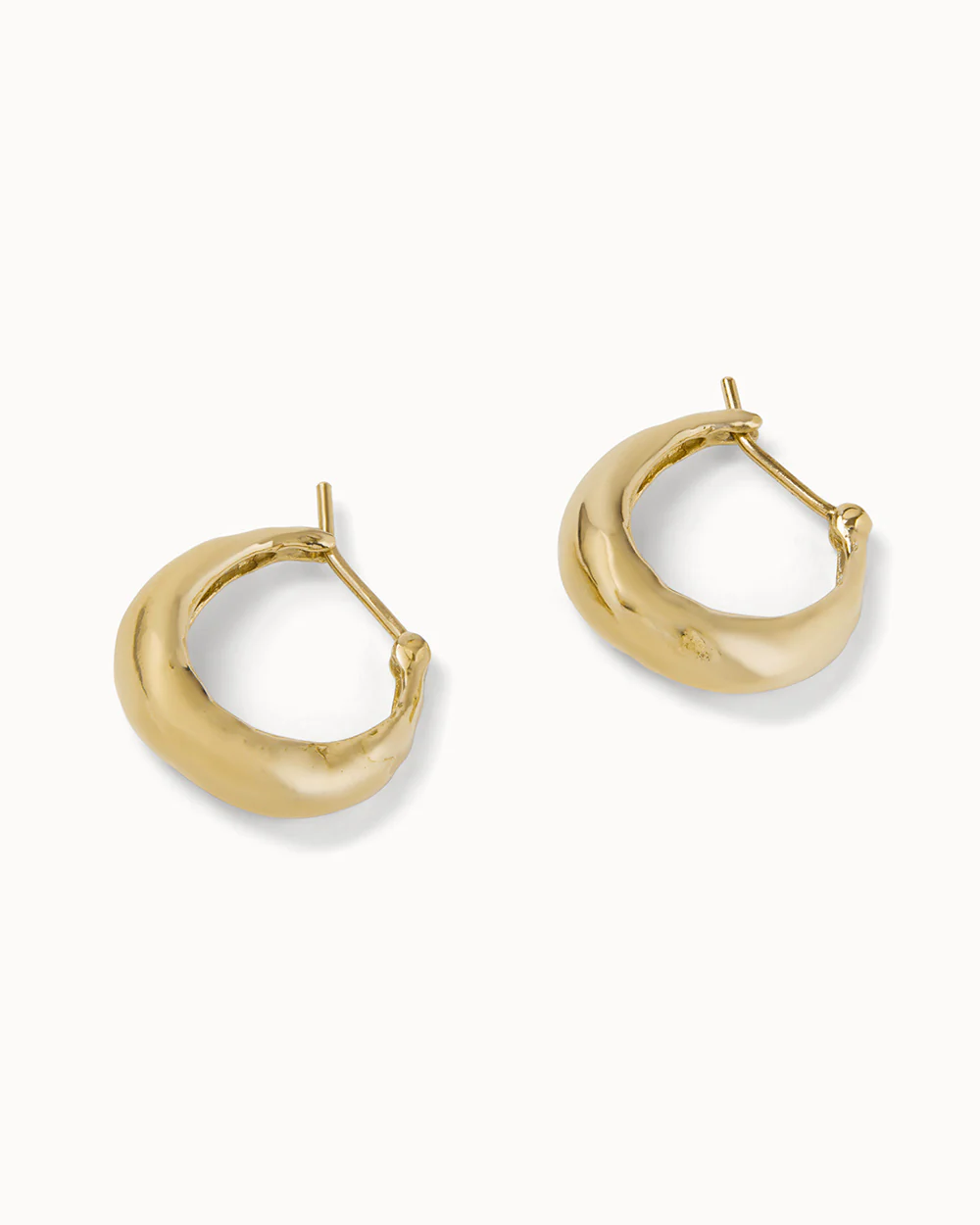 Solid Gold Molten Hoop Earrings - Image 4