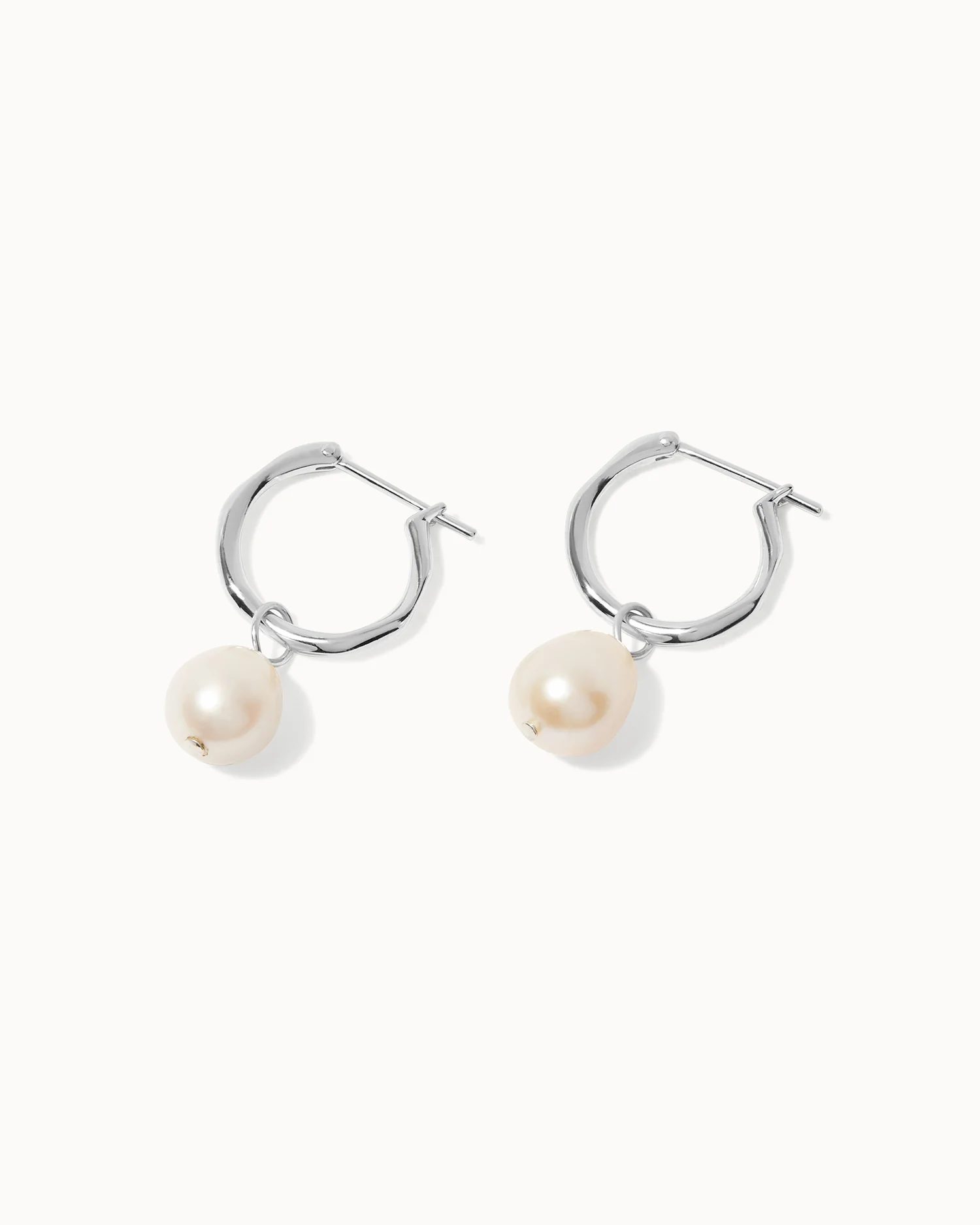 Pearl Drop Hoop Earrings - Image 4