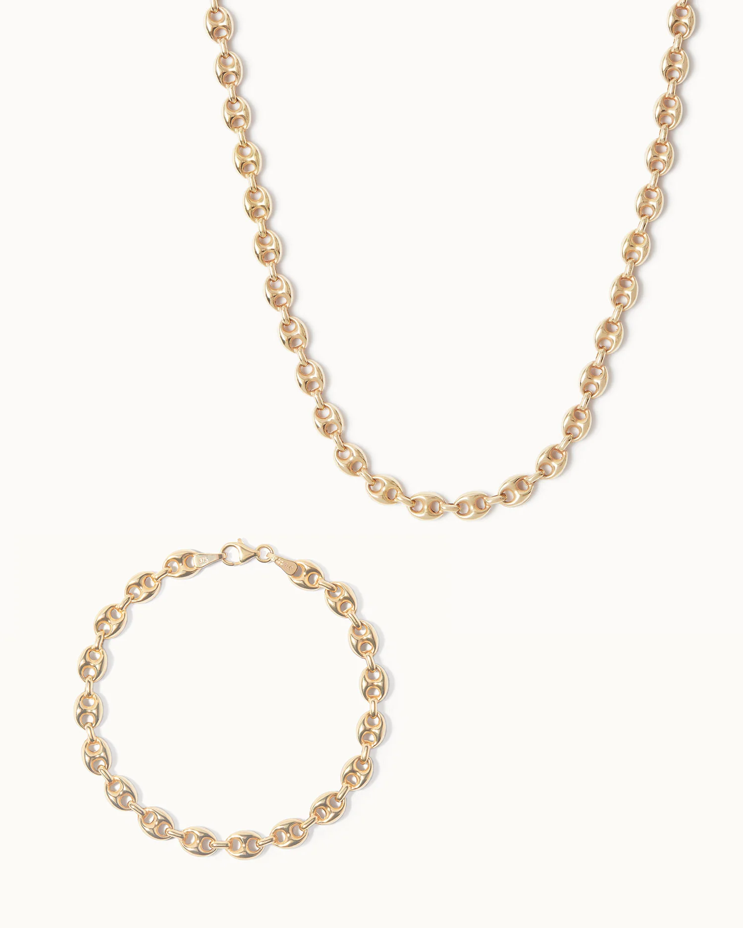 Anchor Chain Necklace and Bracelet Set