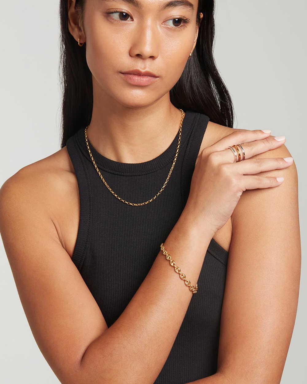 Anchor Chain Necklace and Bracelet Set - Image 2