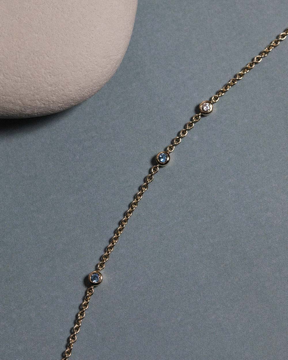 March Aquamarine Birthstone Station Necklace - Image 3