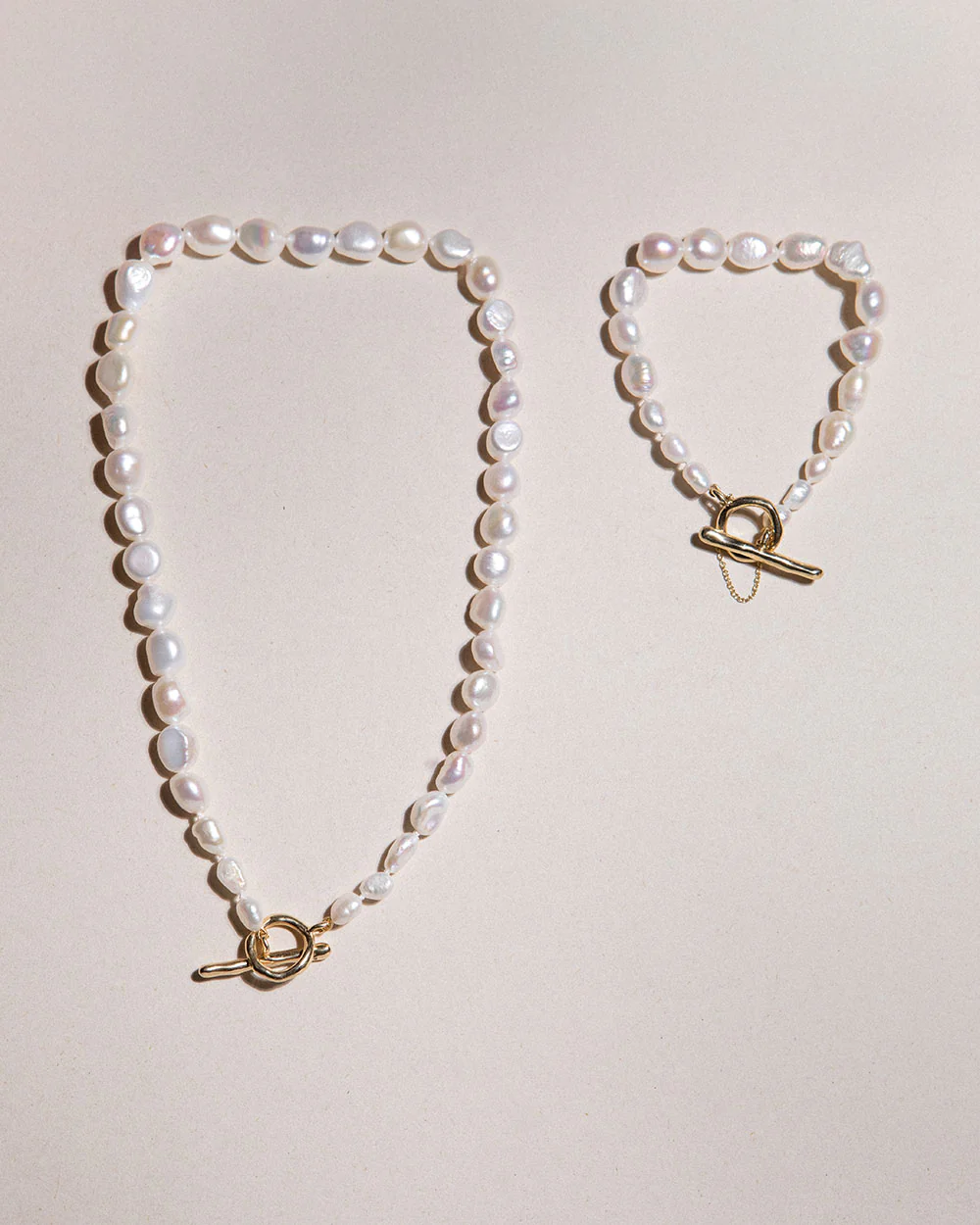 Baroque Pearl Necklace and Bracelet Set - Image 3