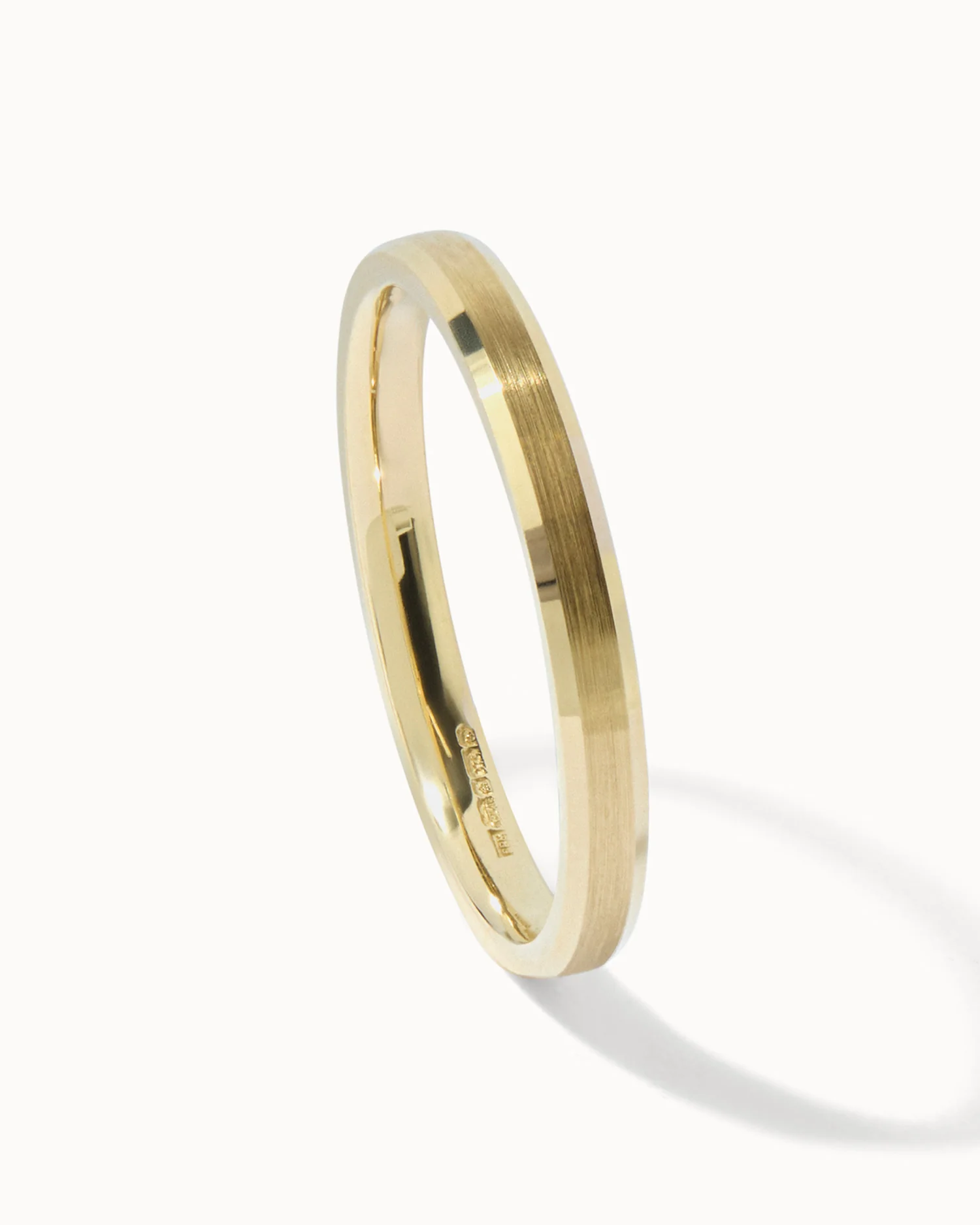 Solid Gold Bevelled Edge Ring - 2mm Band - Image 3