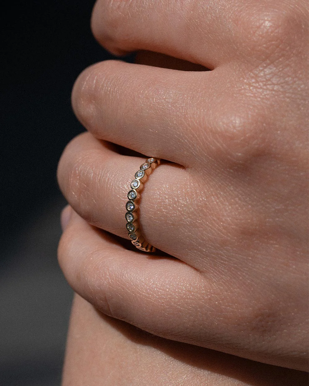 Bezel Diamond Half Eternity Ring - Image 3
