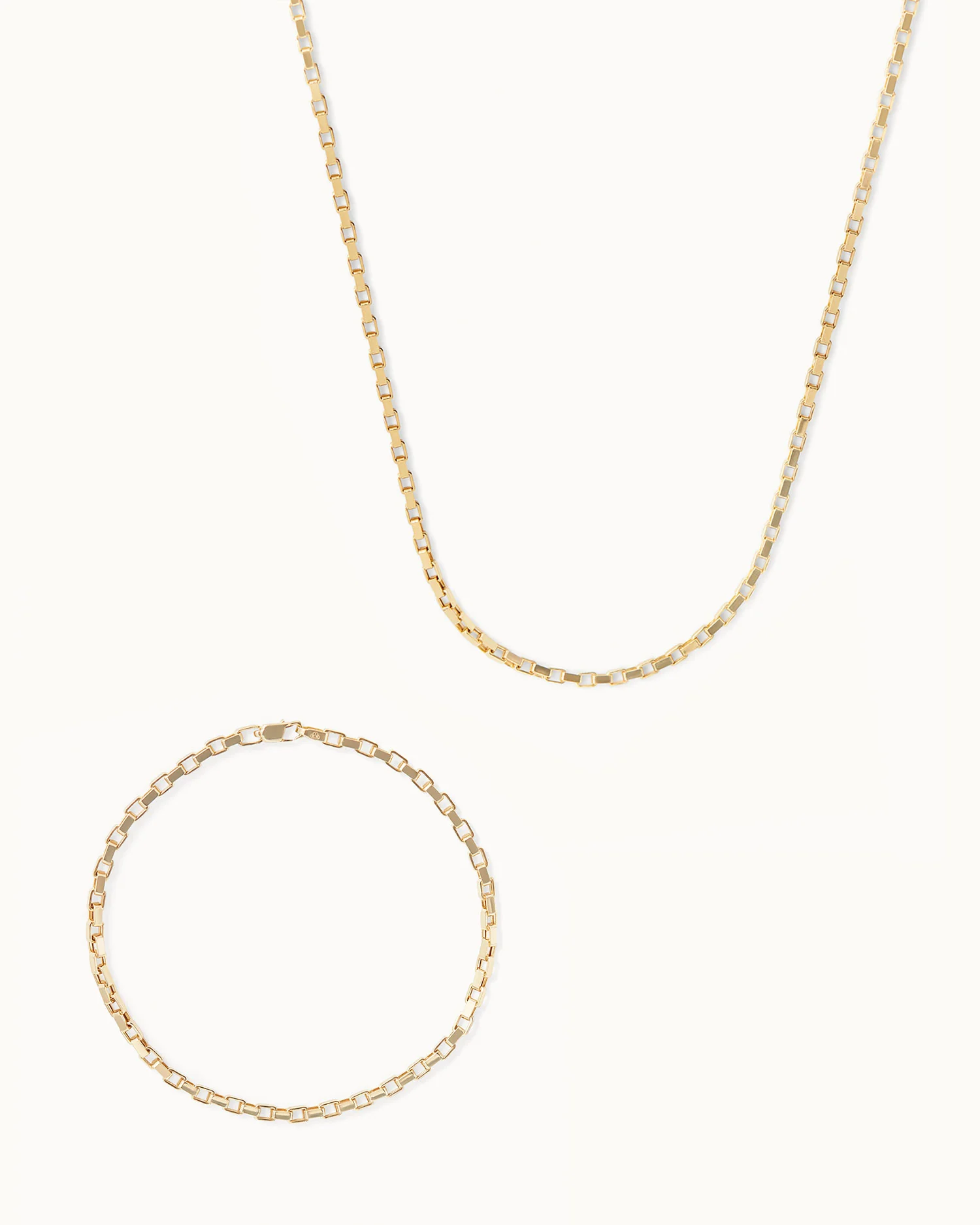 Box Chain Necklace and Bracelet Set
