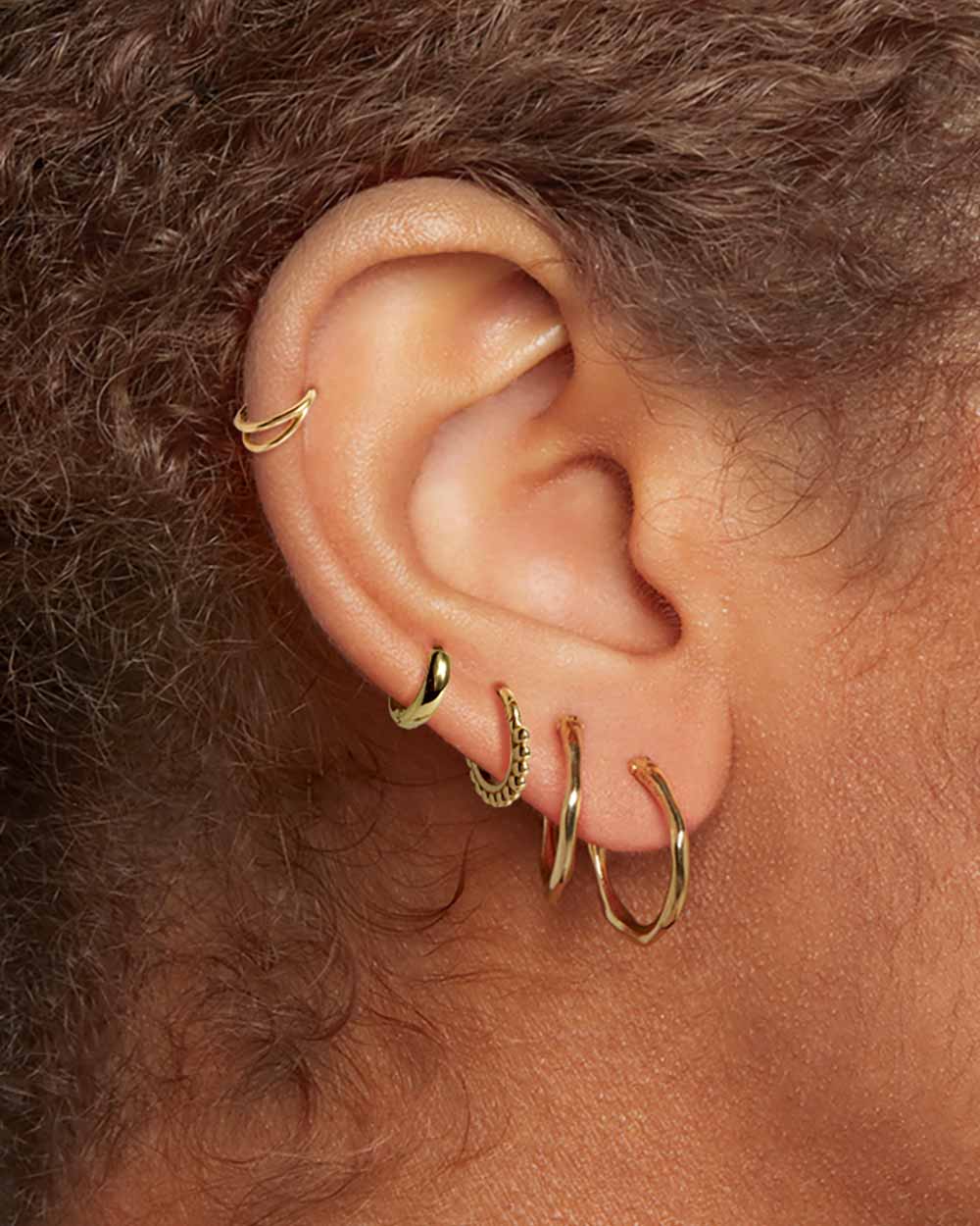 Solid Gold Sunburst Cartilage Hoop - Image 2