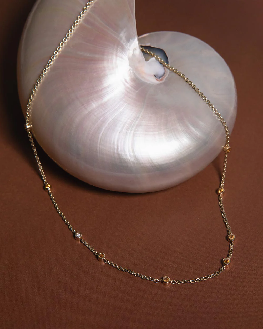 November Citrine Birthstone Station Necklace - Image 3