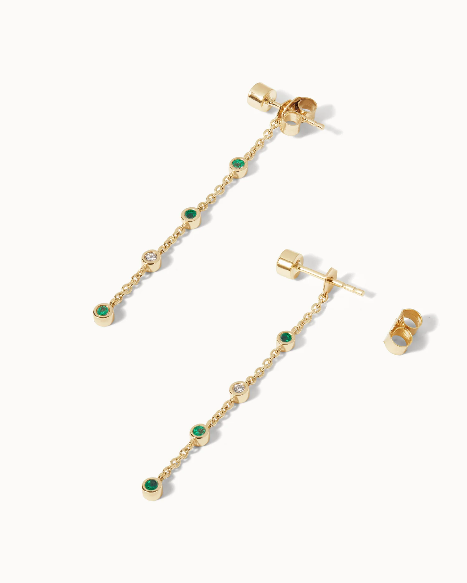 May Emerald Birthstone Drop Earrings - Image 3