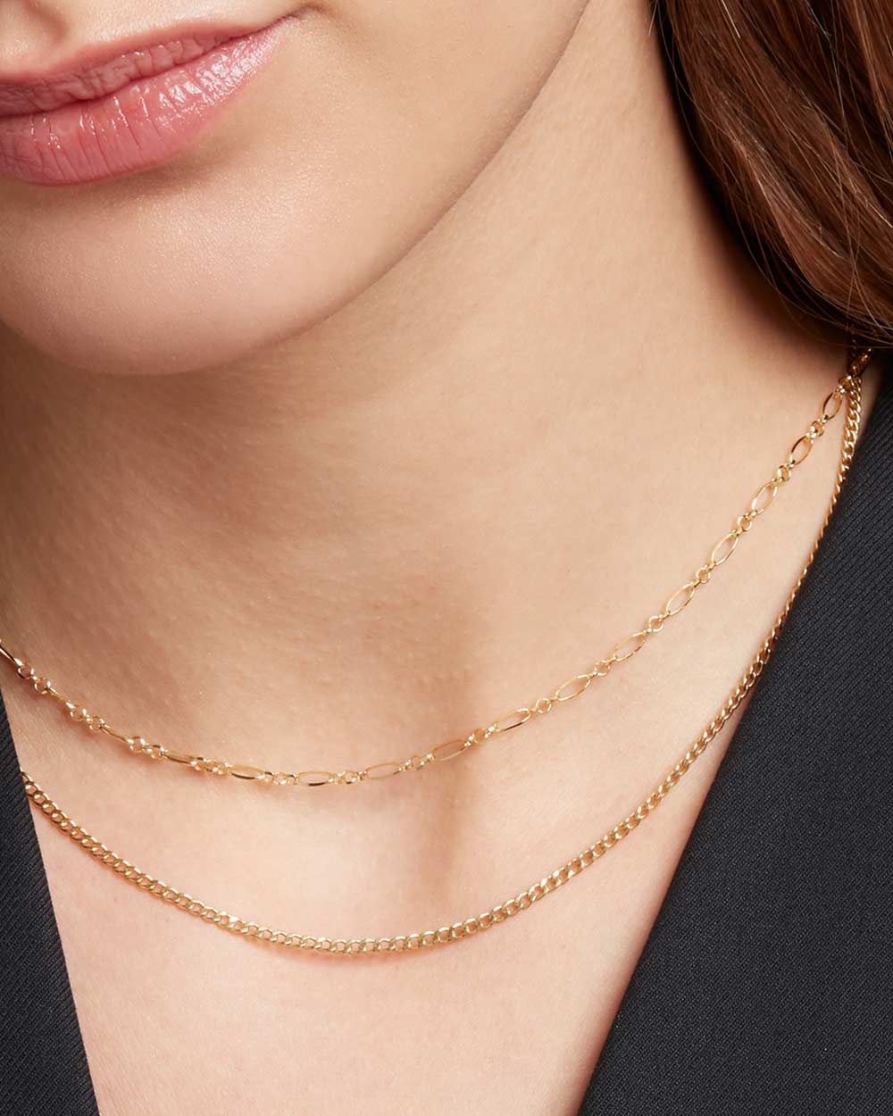 Figaro Chain Necklace and Bracelet Set - Image 2