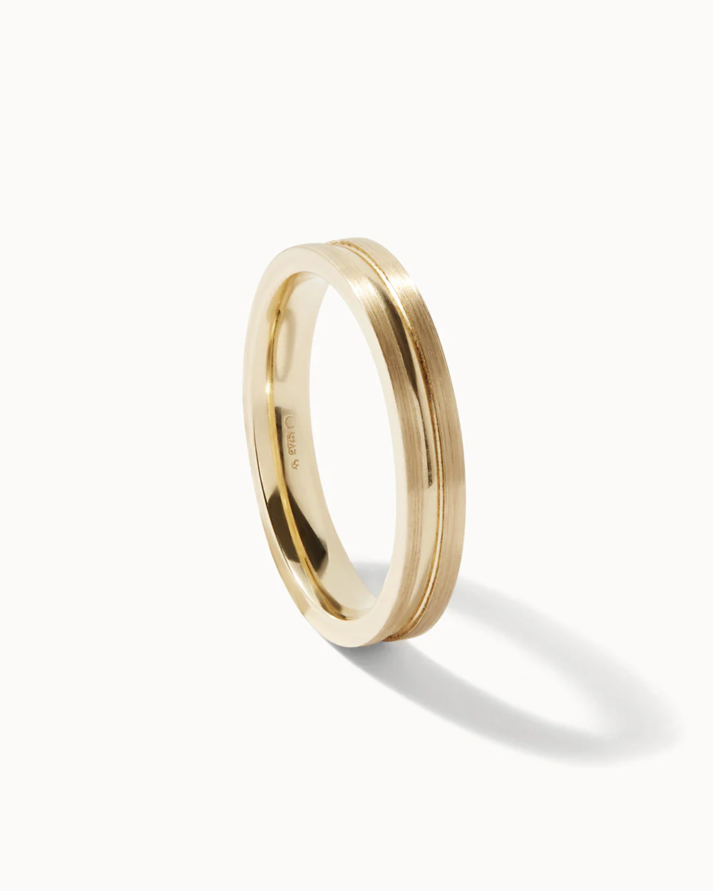 Solid Gold Flat Court Groove Ring - 3mm Band - Image 3