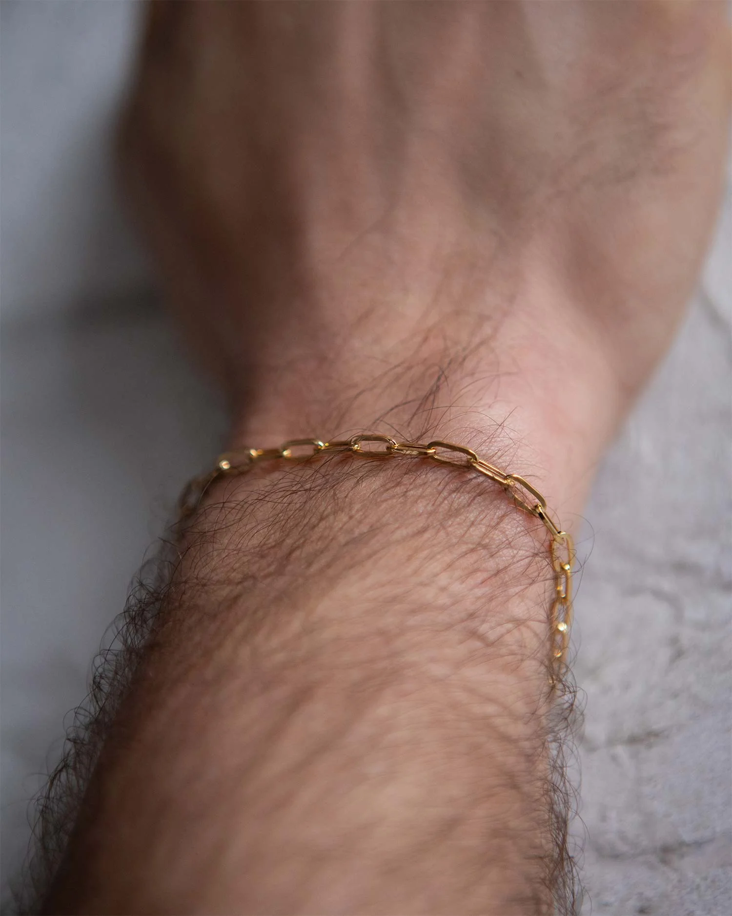 Solid Gold Heavy Paper Chain Bracelet - Image 4