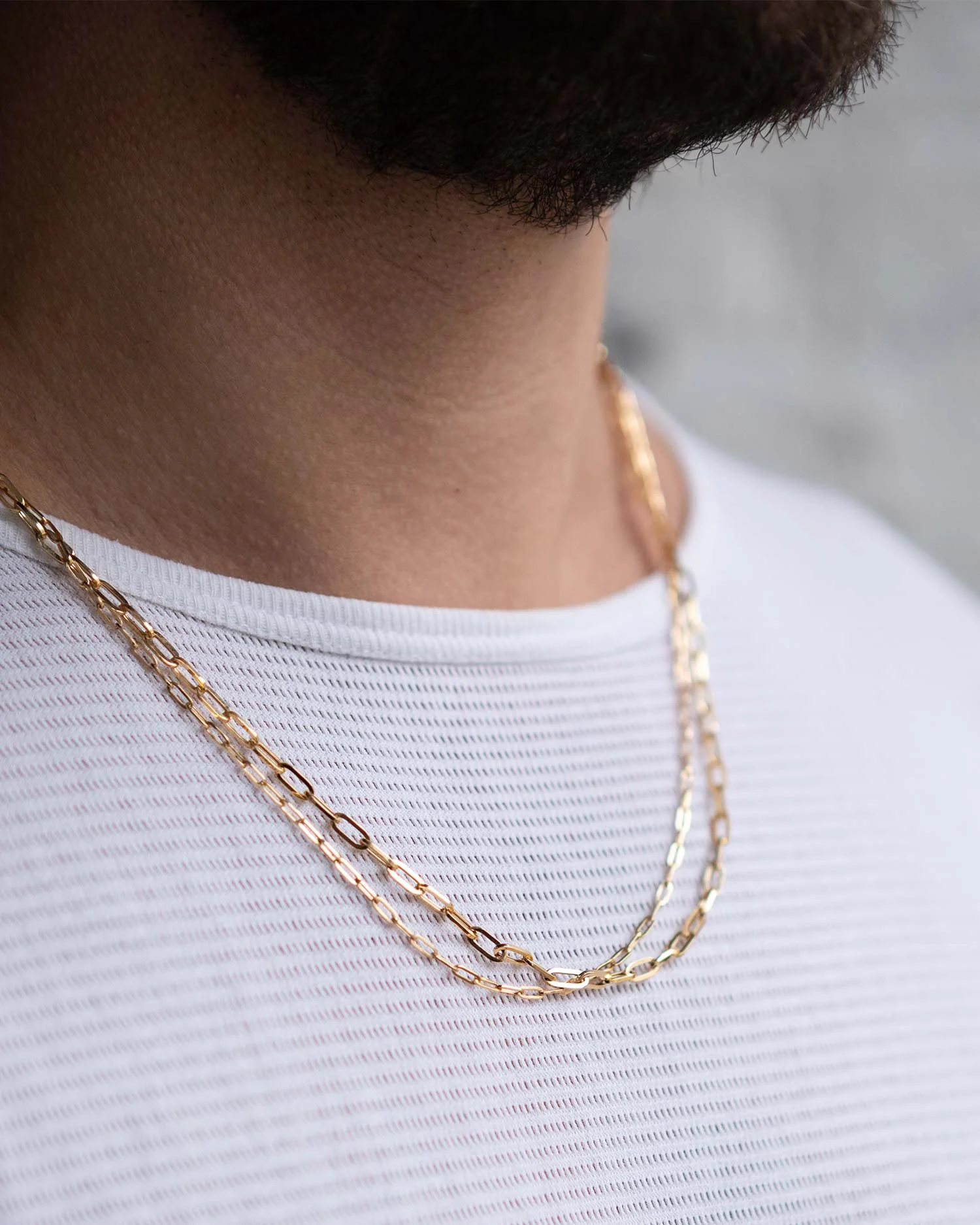 Solid Gold Heavy Paper Chain Necklace - Image 5
