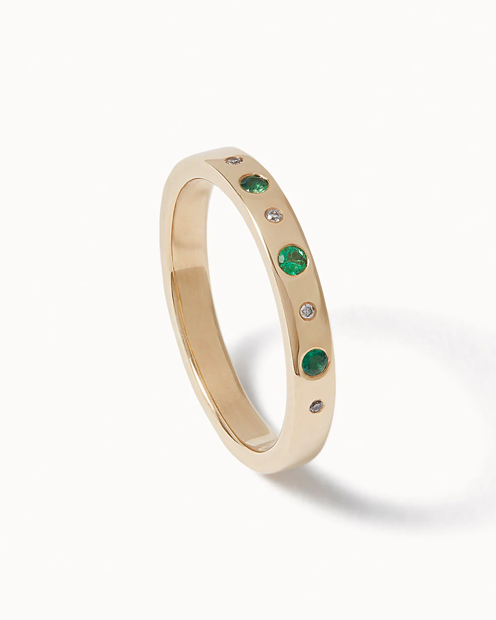 Solid Gold Heirloom Half Eternity Emerald Ring - Image 3