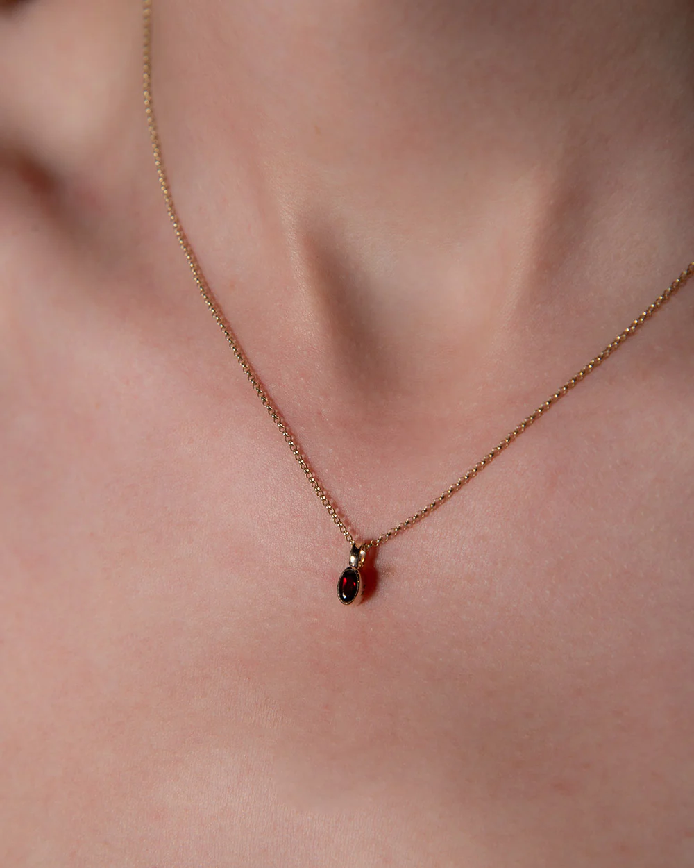 January Garnet Birthstone Oval Charm - Image 2