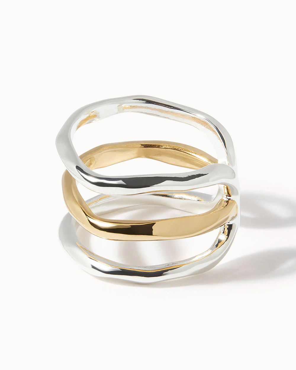 Solid Gold Lava Adjustable Stripe Ring - Image 3