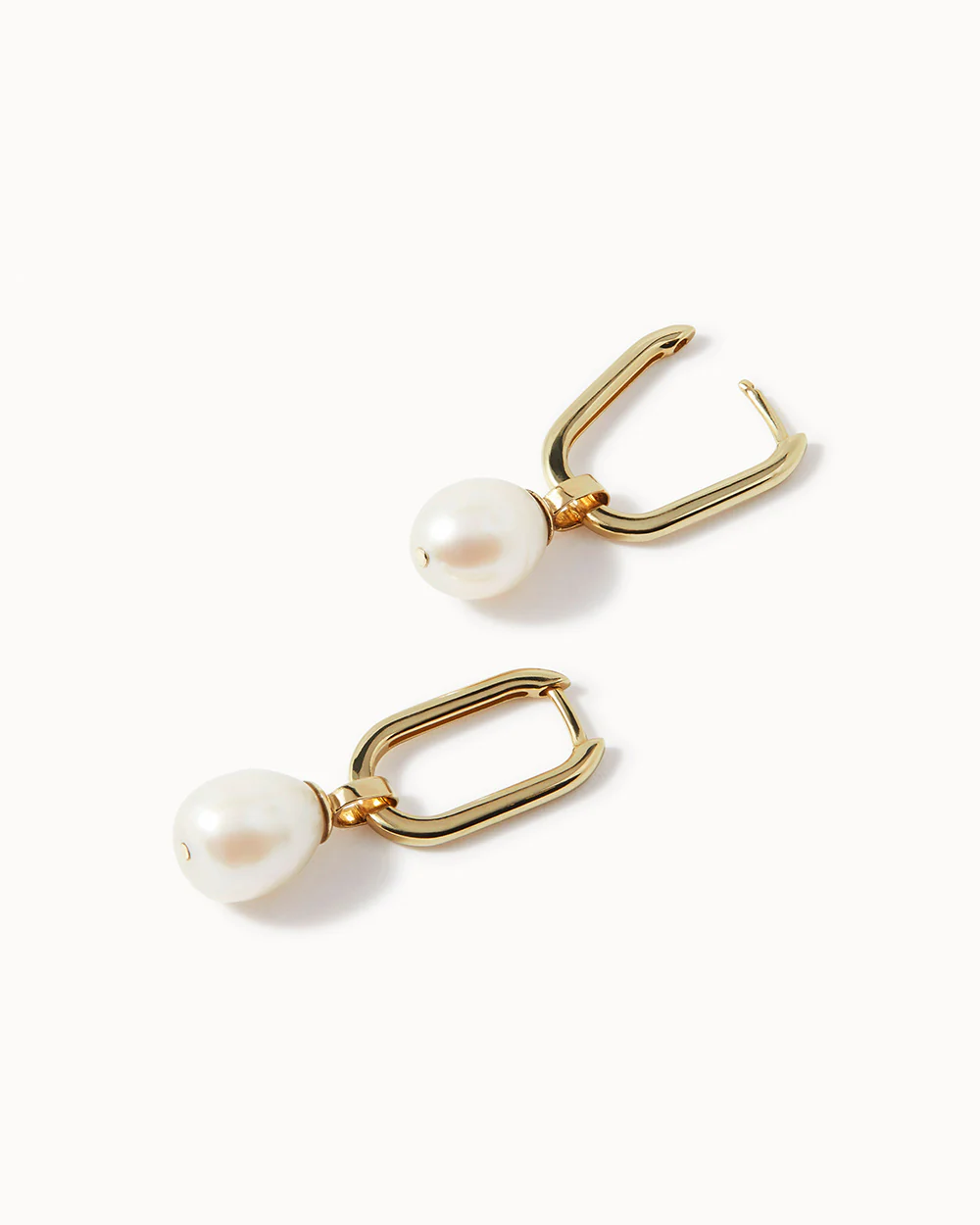 Solid Gold Pearl Hoop Earrings - Image 4