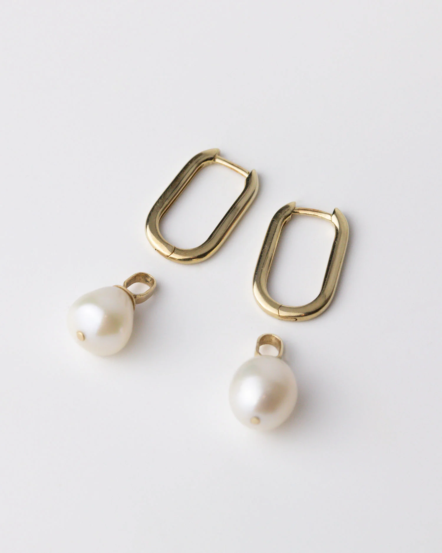 Solid Gold Pearl Hoop Earrings - Image 5