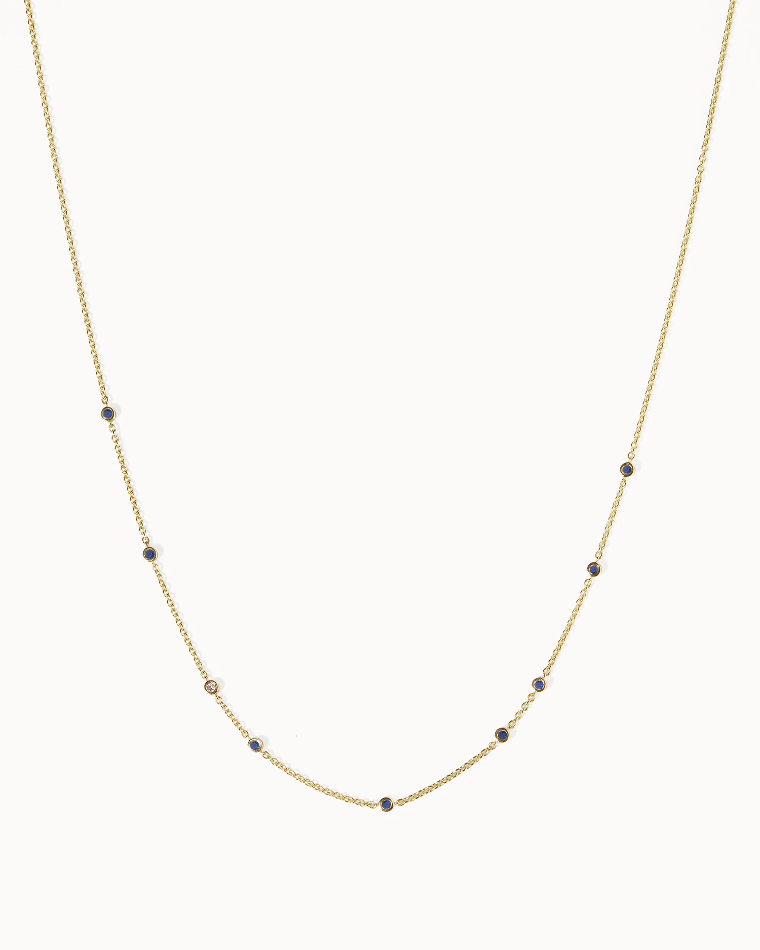 September Sapphire Birthstone Station Necklace