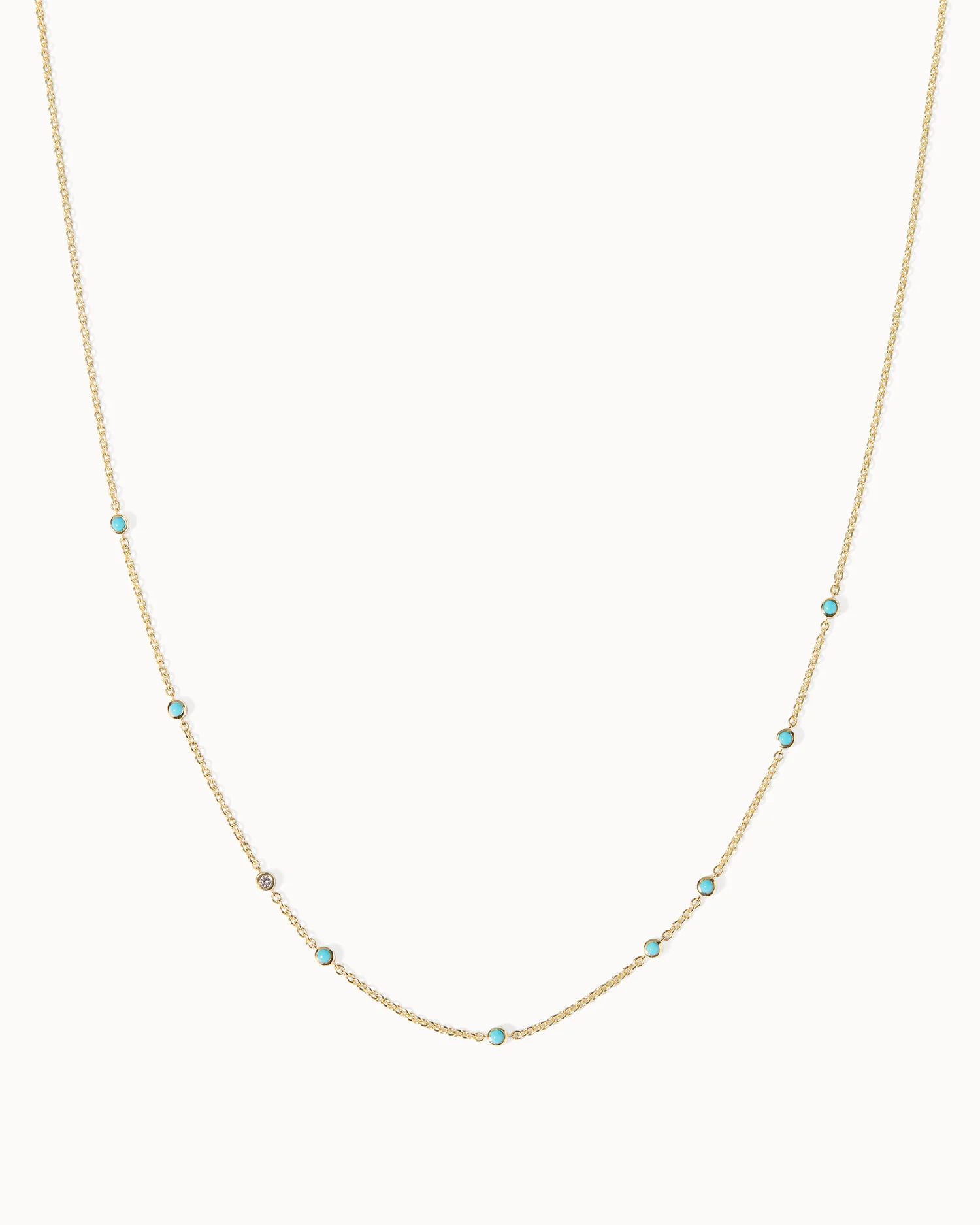 December Turquoise Birthstone Station Necklace