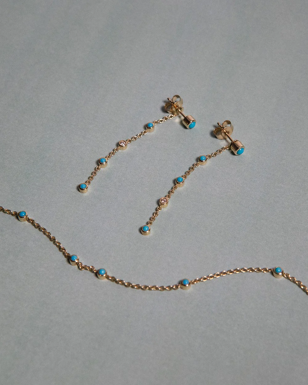 December Turquoise Birthstone Station Necklace - Image 3