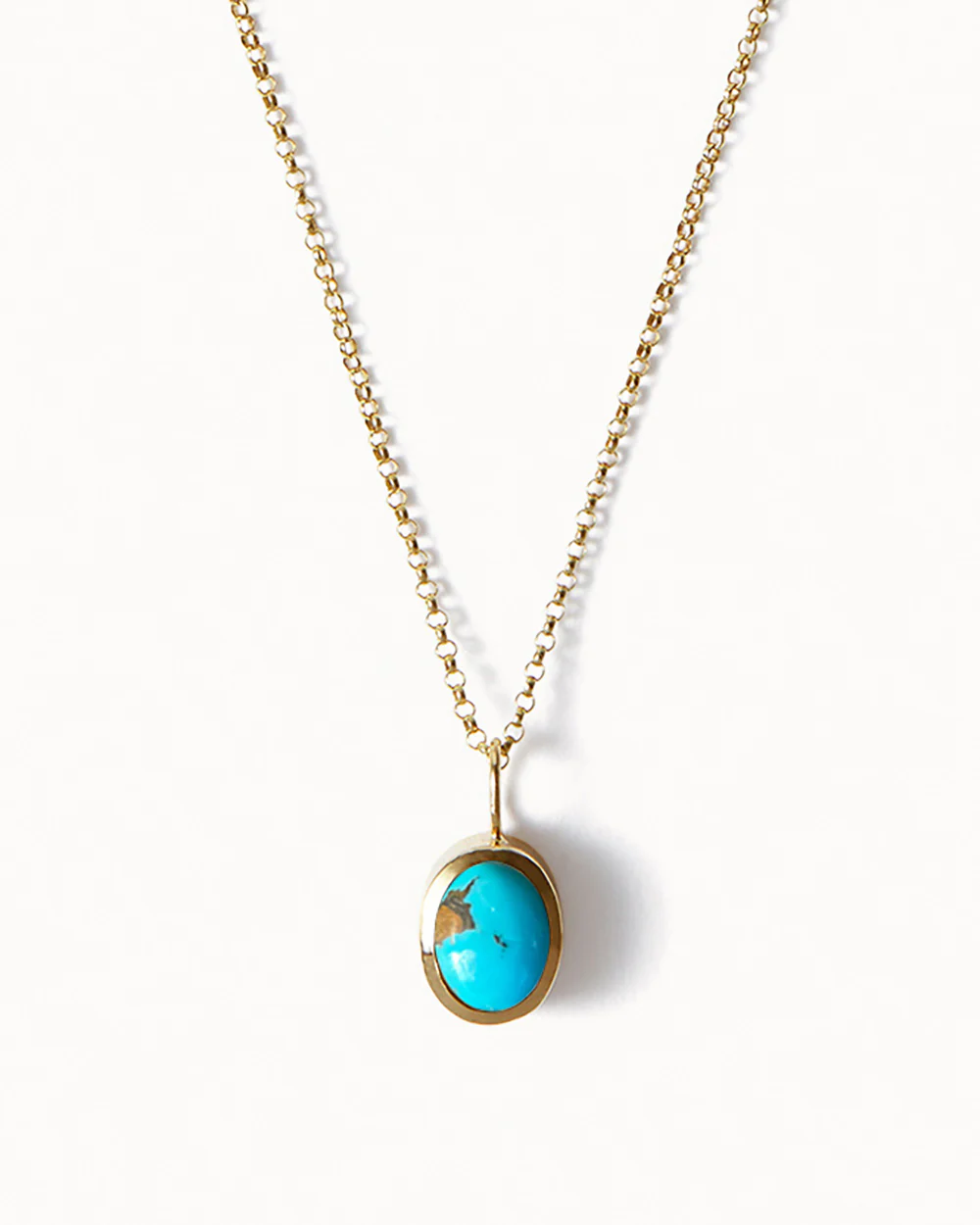 Solid Gold Turquoise Gemstone Necklace