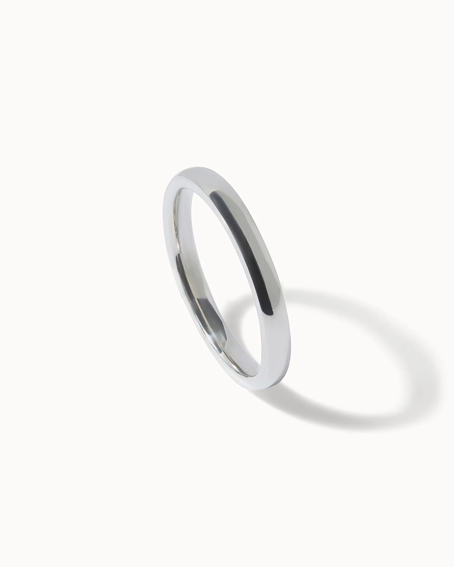 Solid White Gold Classic Ring - 2mm Band - Image 2